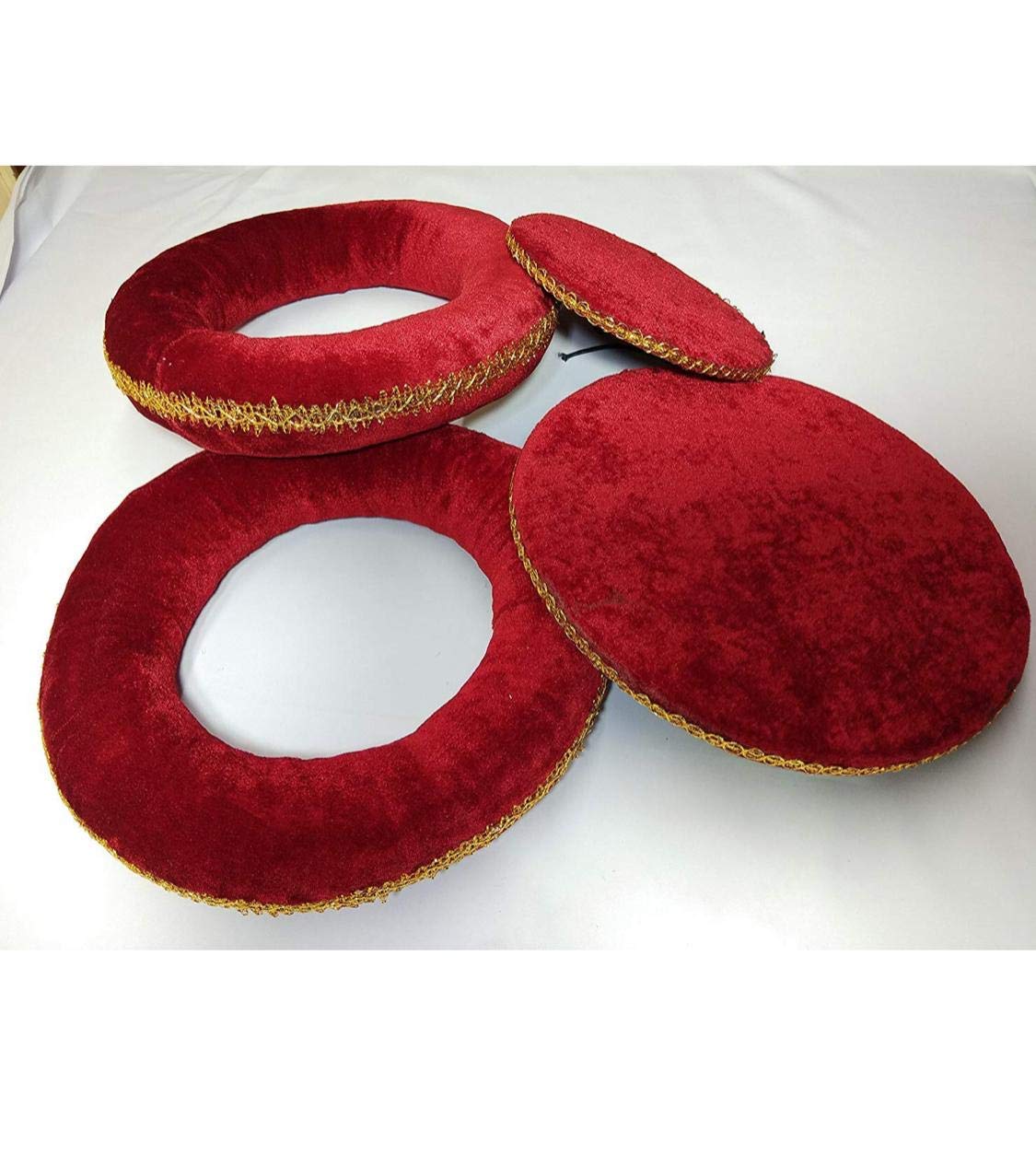 Sai Musical Cotton And Velvet Tabla Ring Pad Gadda Set (Red)