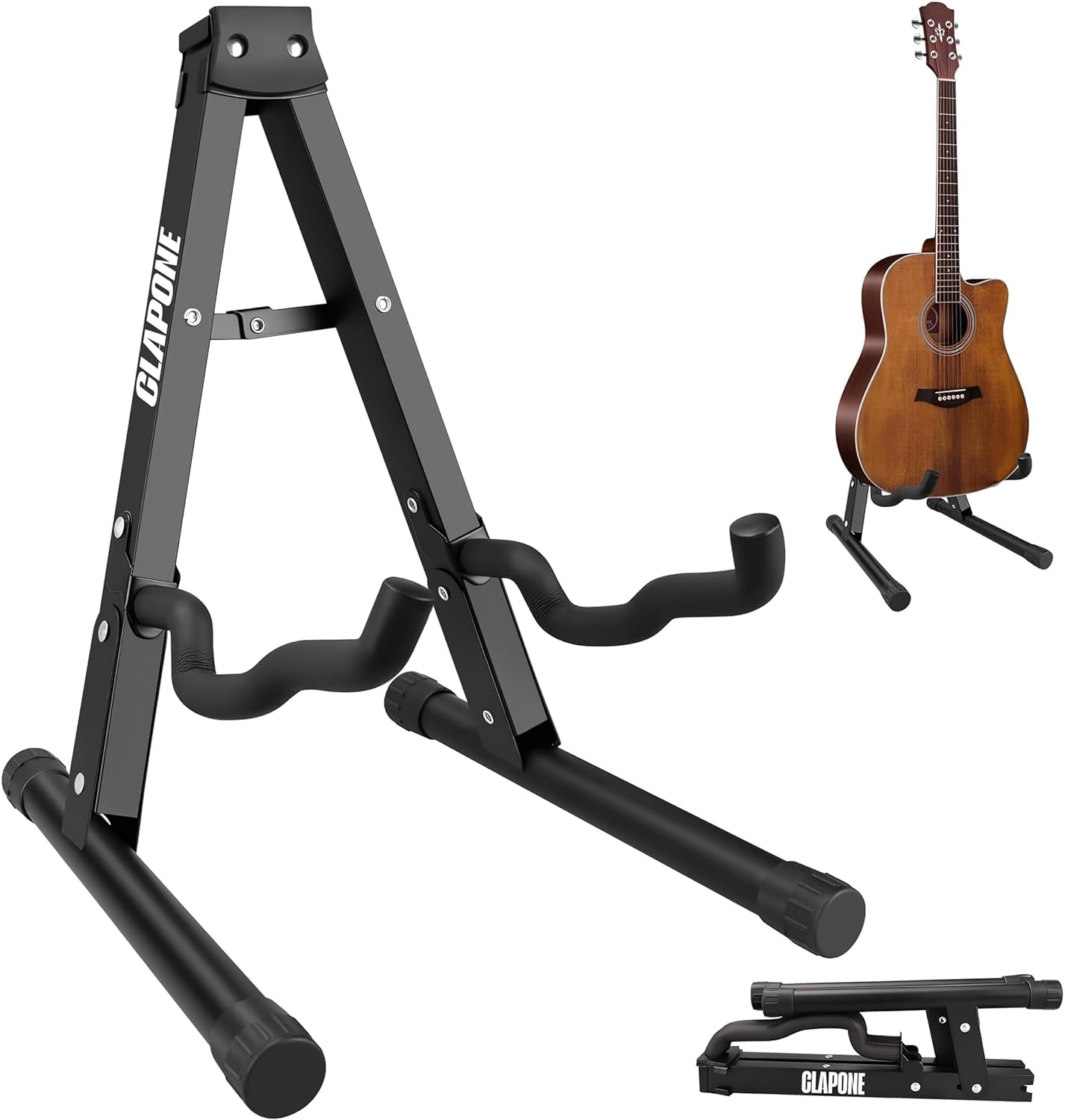 Clapone Guitar Wall Mount Hanger Secure Rotatable Holder With Soft Padding & Metal Base For Acoustic, Electric, Bass & Classical