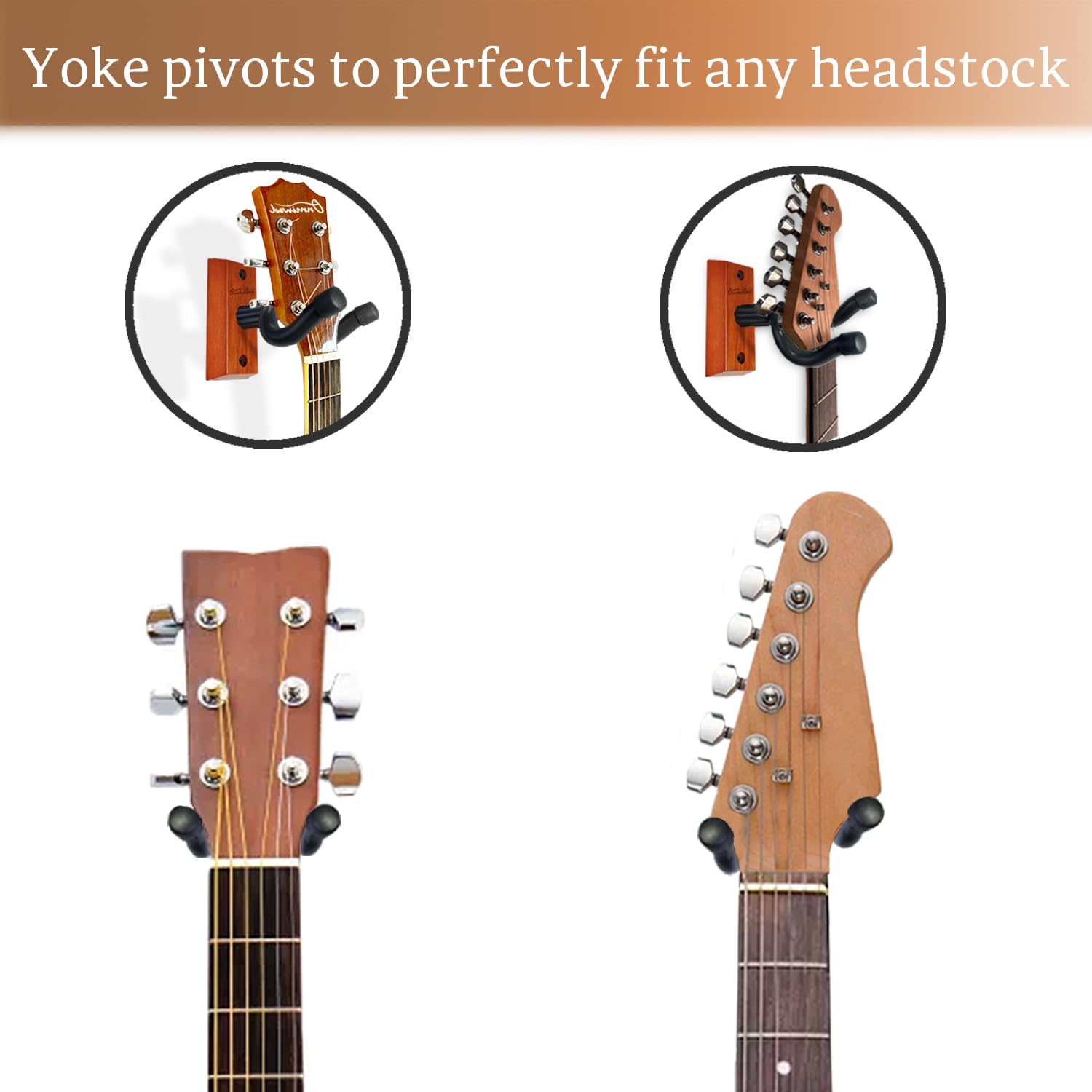 Onmiwod Guitar Wall Mount 3 Pack, Mahogany Wood Guitar Hanger, U-Shaped Guitar Wall Hanger Mount, Guitar Holder Hook Stand Wall