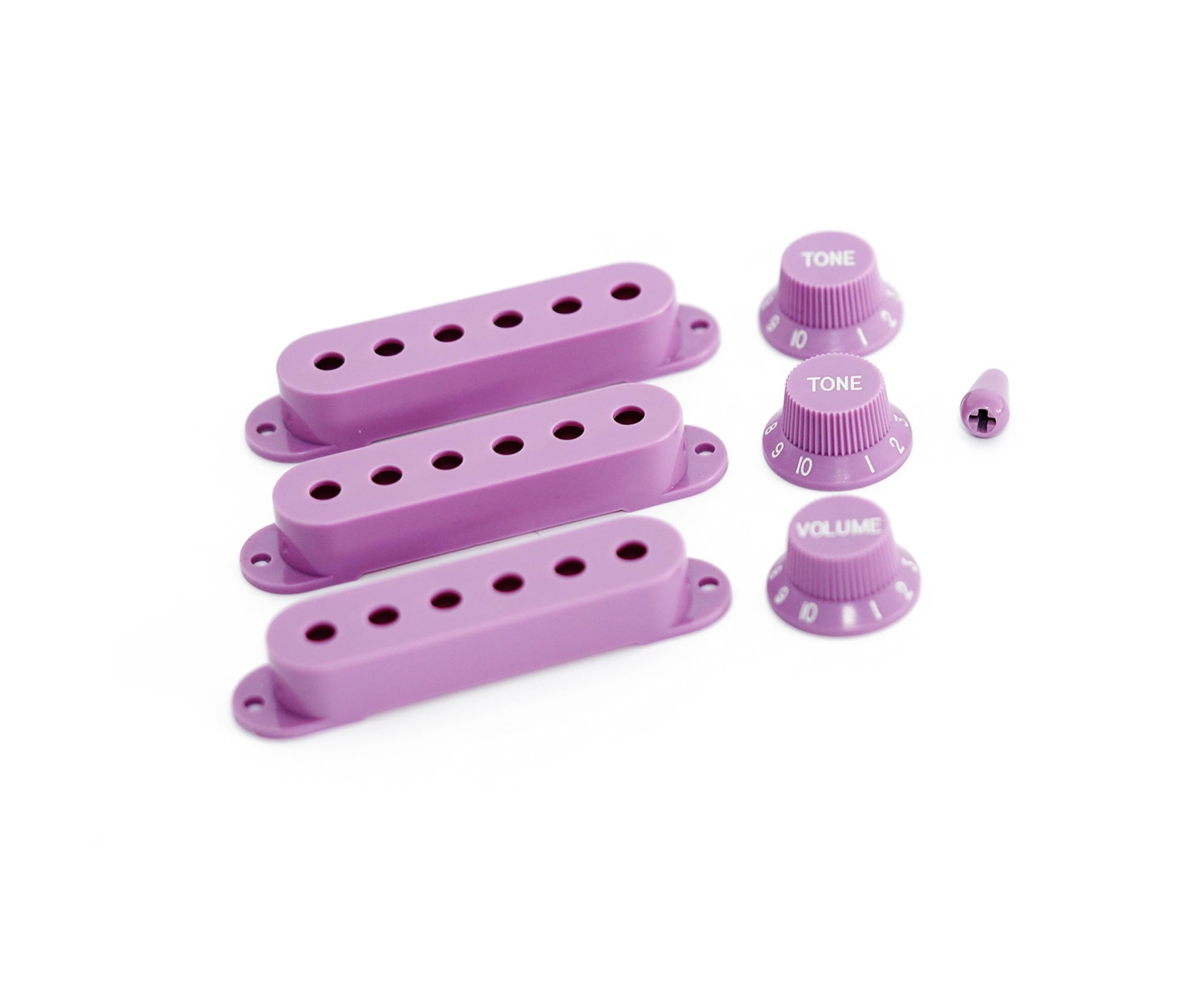 Guyker 3Pcs Plastic Guitars Single Coil Pickup Covers (52Mm Pole Spacing) & 1 Volume 2 Tone 1V2T Switch Knobs & Switch Tip Cap P