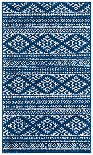 Safavieh Tulum Collection 2 X 4 Navyivory Tul272N Moroccan Boho Tribal Non-Shedding Living Room Bedroom Accent Rug