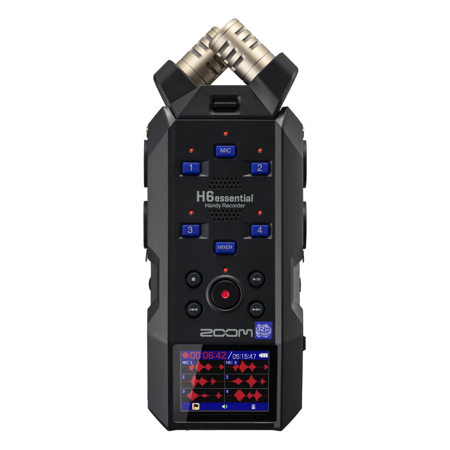 Zoom H6essential (2024 Model, Essential Series) with 32-Bit Float, Accessibility, 6-Track Recorder, Stereo Microphones, 4 XLR/TR