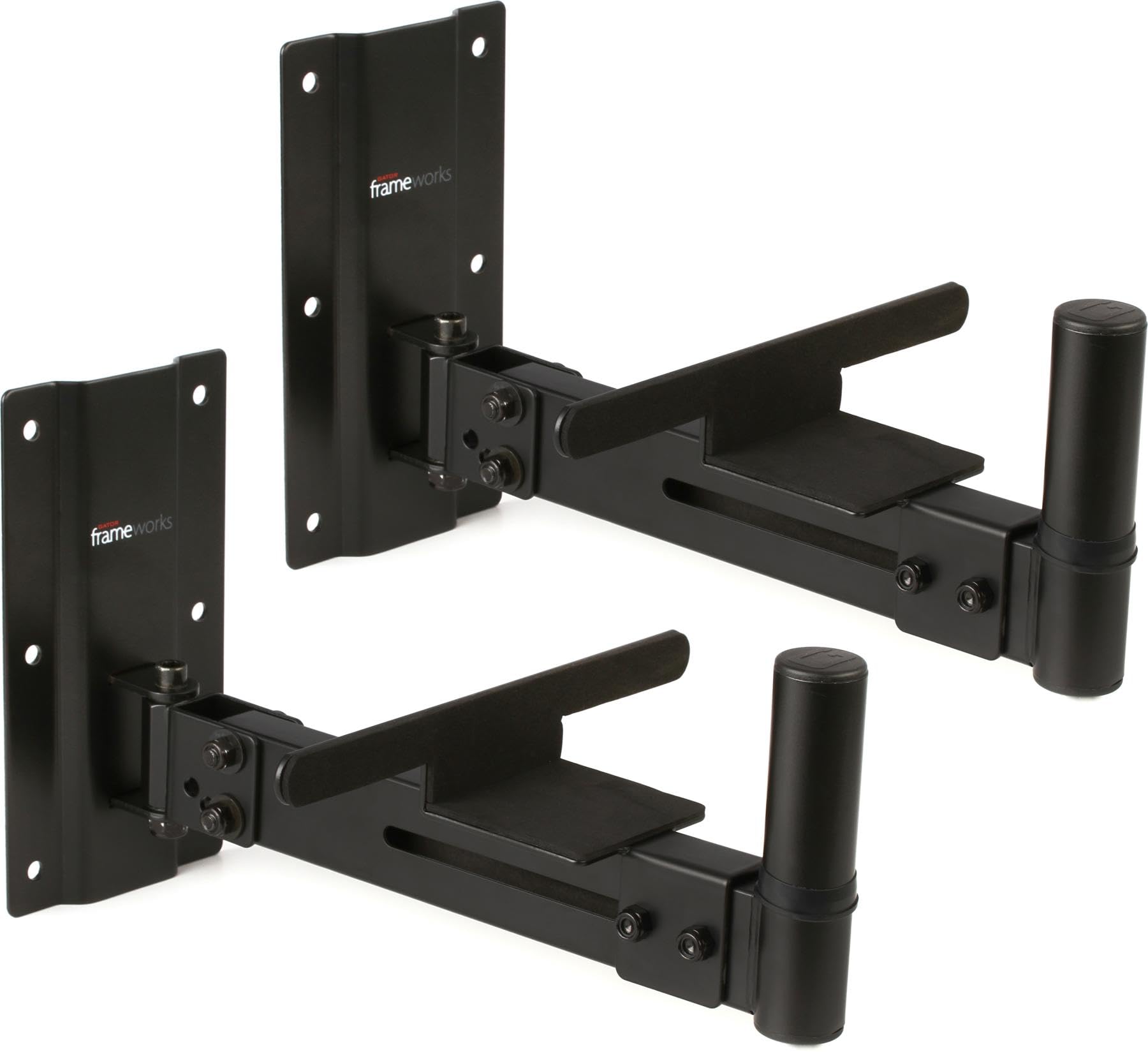 Gator Frameworks Adjustable Studio Speaker Wall Mount, Fits Both 38mm & 35mm Speaker Mounts - 100lb Weight Capactiy, Black Finis
