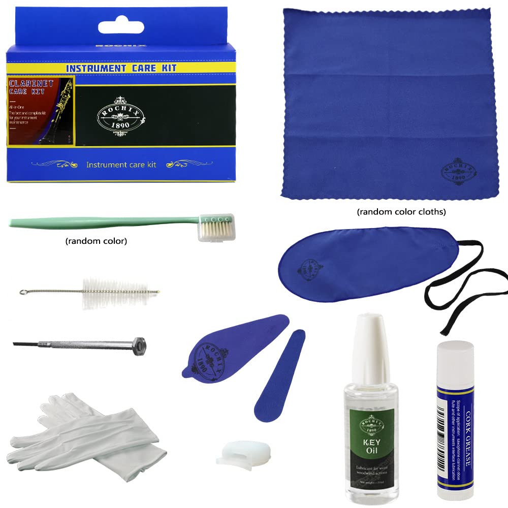 Clarinet Cleaner Care Cleaning Kit,Maintenance Kit,Key Oil,Cork Grease,Swab,Cleaning Cloth,Thumb Rest,Mouthpiece Brush And More(