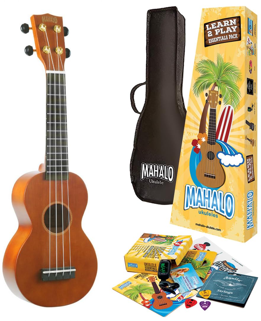 Mahalo Ukuleles Rainbow Series, 4-String Ukulele, Right, Brown, Soprano (MR1TBRK)