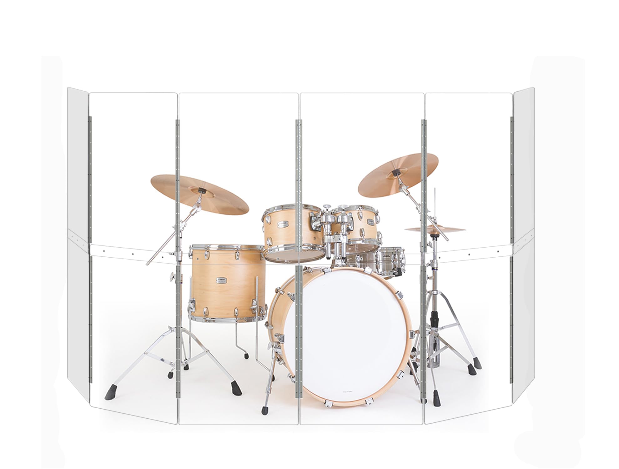 Drum Shield 6 Panels 2ft x 5ft - Acrylic with Stainless Steel Hinges - Perfect for Churches, Home Practice, and Live Performance