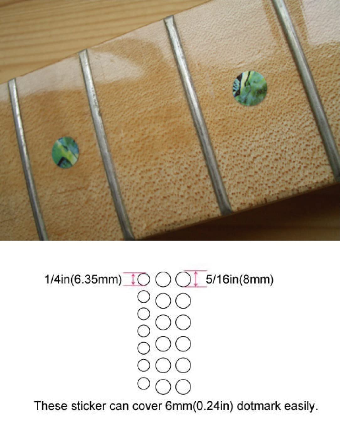 Inlay Sticker Fret Markers for Guitars & Bass - Custom Dots - Abalone Green
