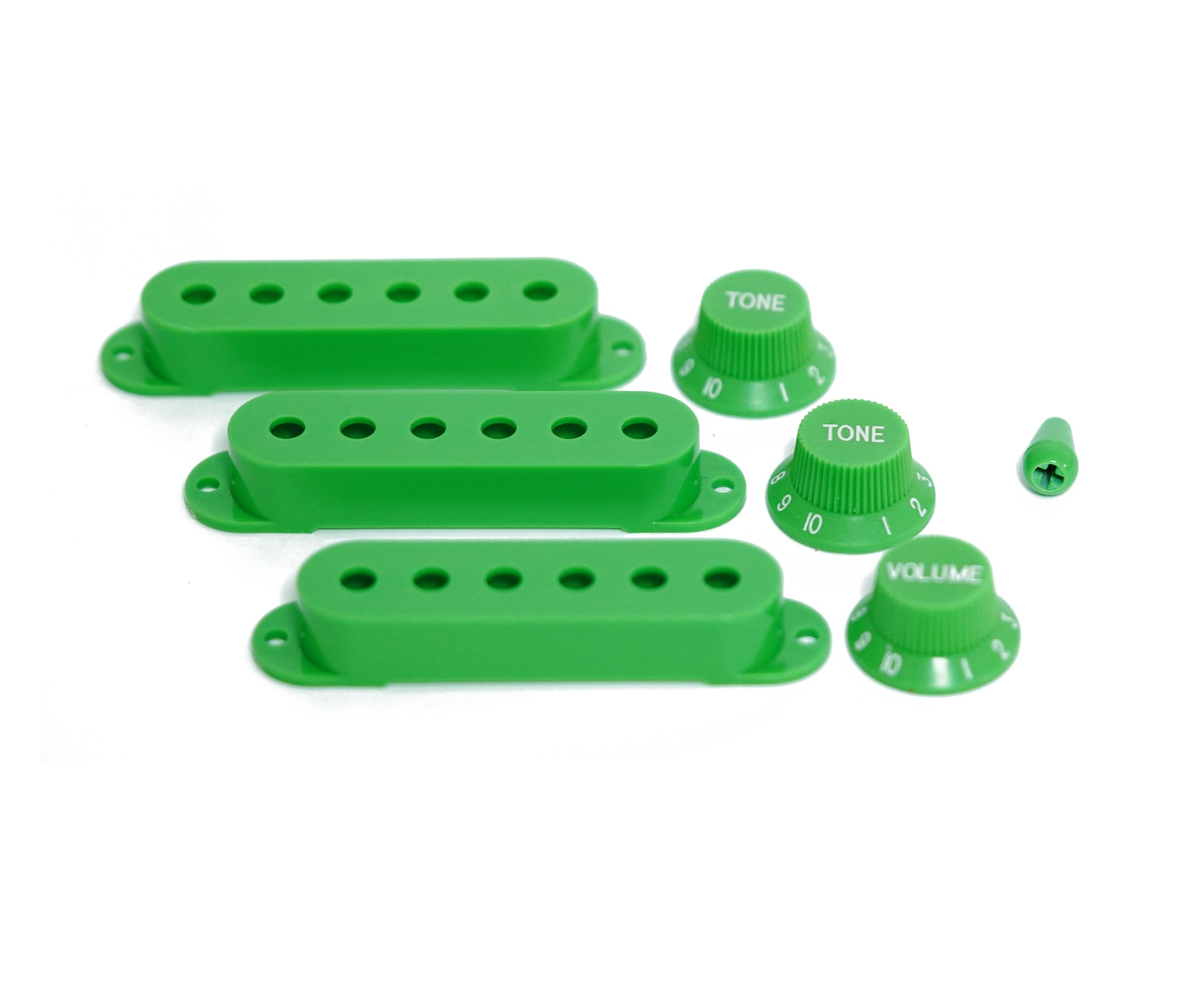 Guyker 3Pcs Plastic Guitars Single Coil Pickup Covers (52Mm Pole Spacing) & 1 Volume 2 Tone 1V2T Switch Knobs & Switch Tip Cap P