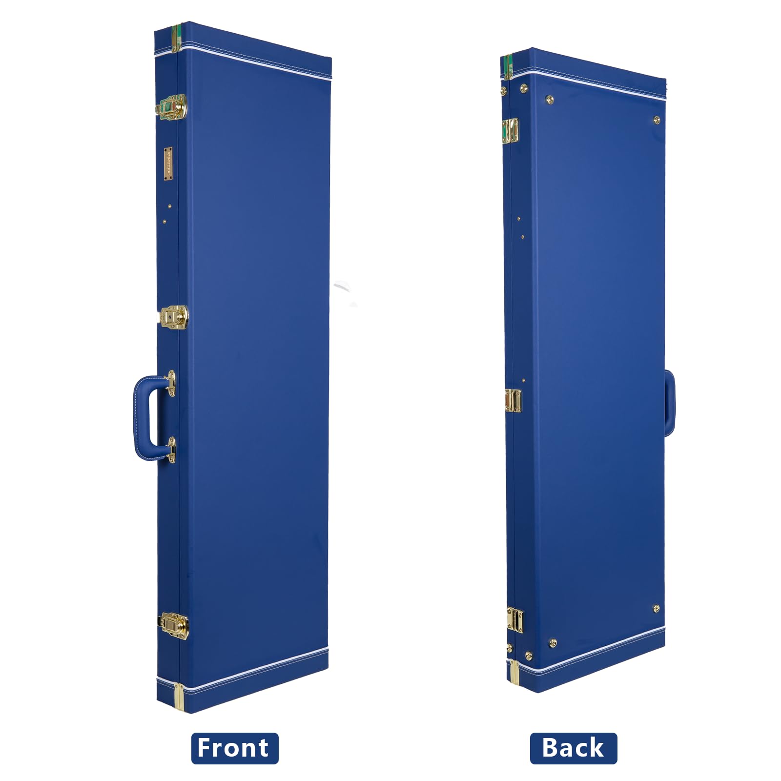 Crossrock Rectangular Wooden Electric Guitar Case for Jazzmaster & Jaguar | Vibrant Blue Faux Leather, Beige Plush Interior, Loc