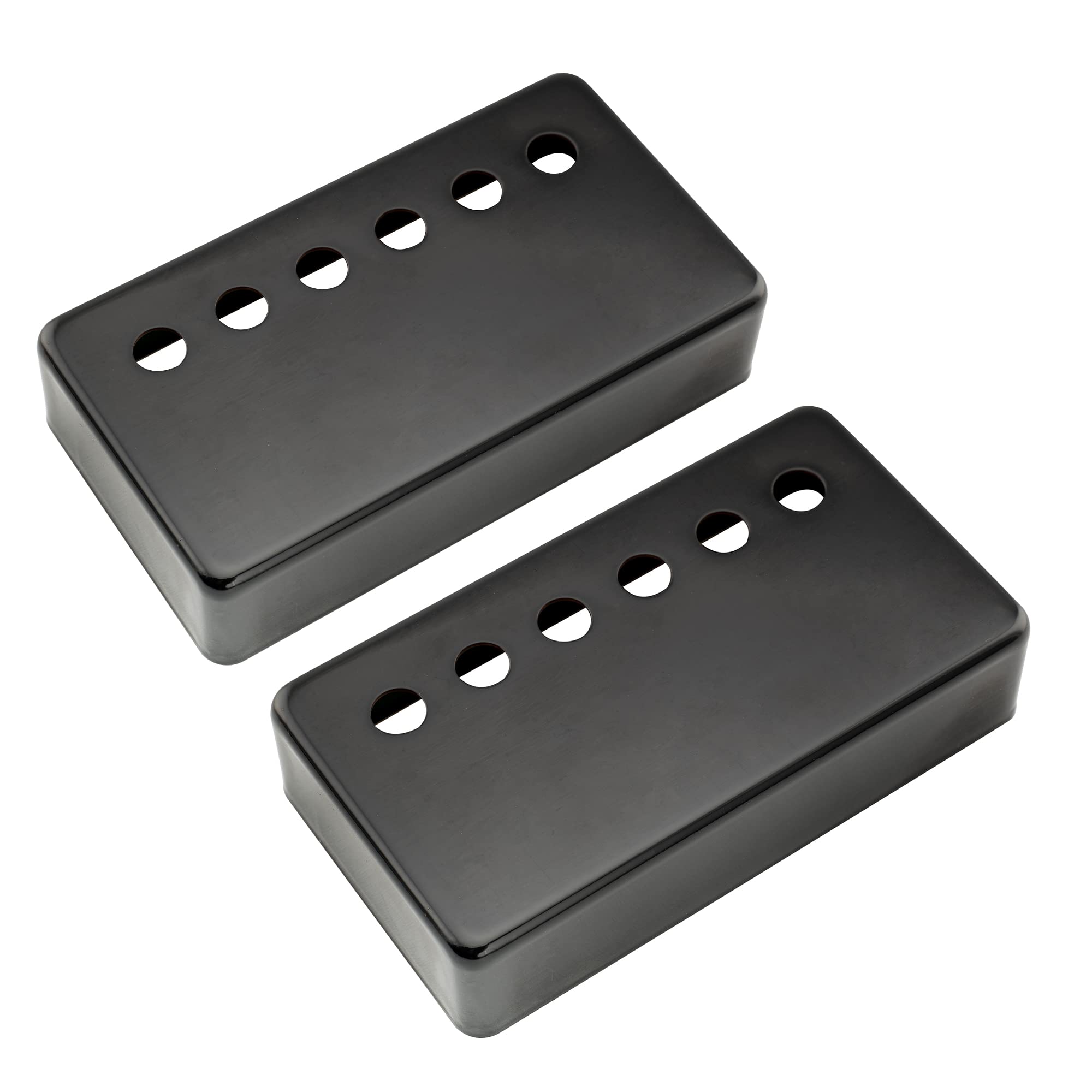 Musiclily Pro 49.2mm Nickel Silver Alloy Humbucker Pickup Covers Set for American made Electric Guitar, Black (Set of 2)