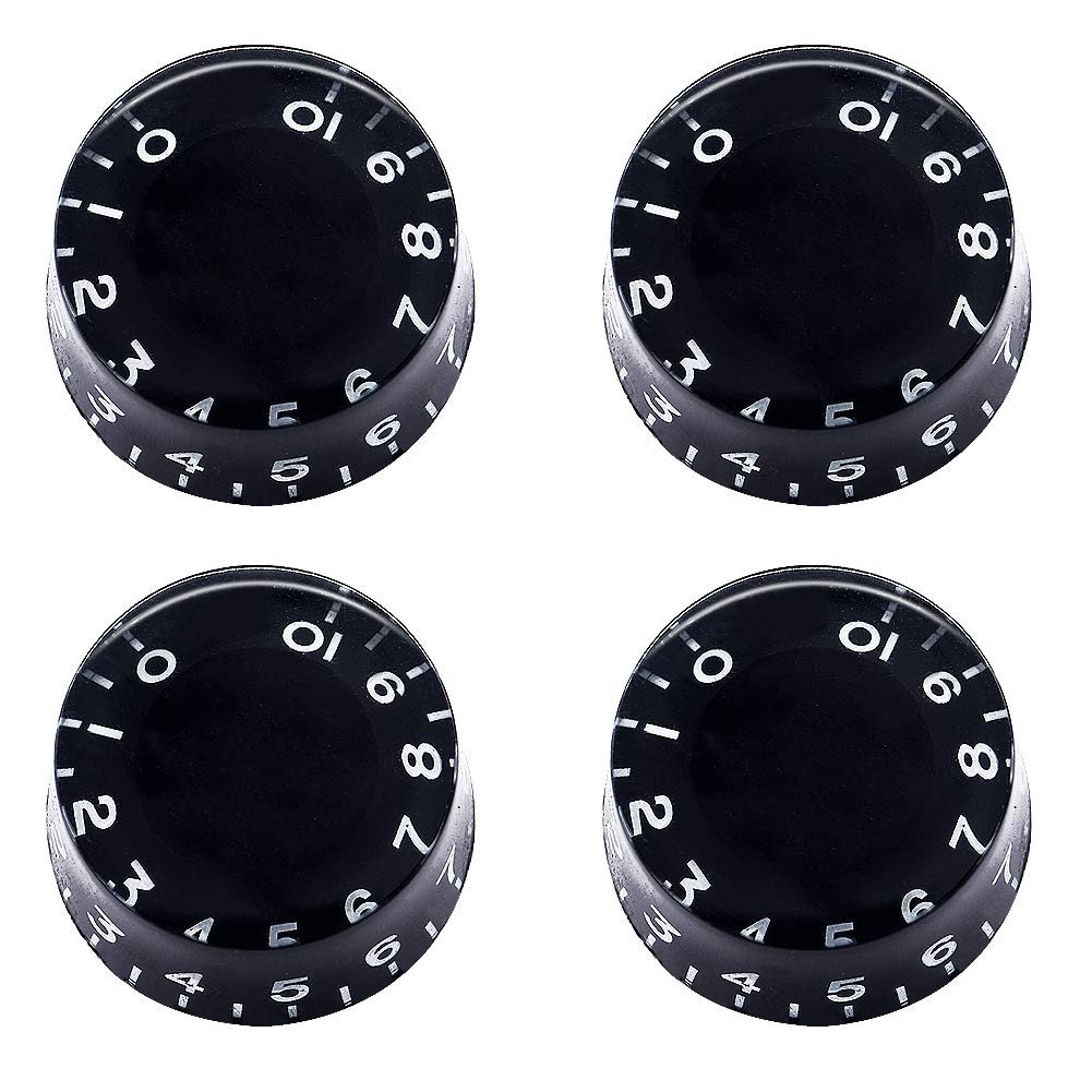 Mxuteuk 4Pcs Black Guitar Knobs Electric Bass Top Hat Knobs Speed Volume Tone Amp Effect Pedal Control Knobs Knob-S3