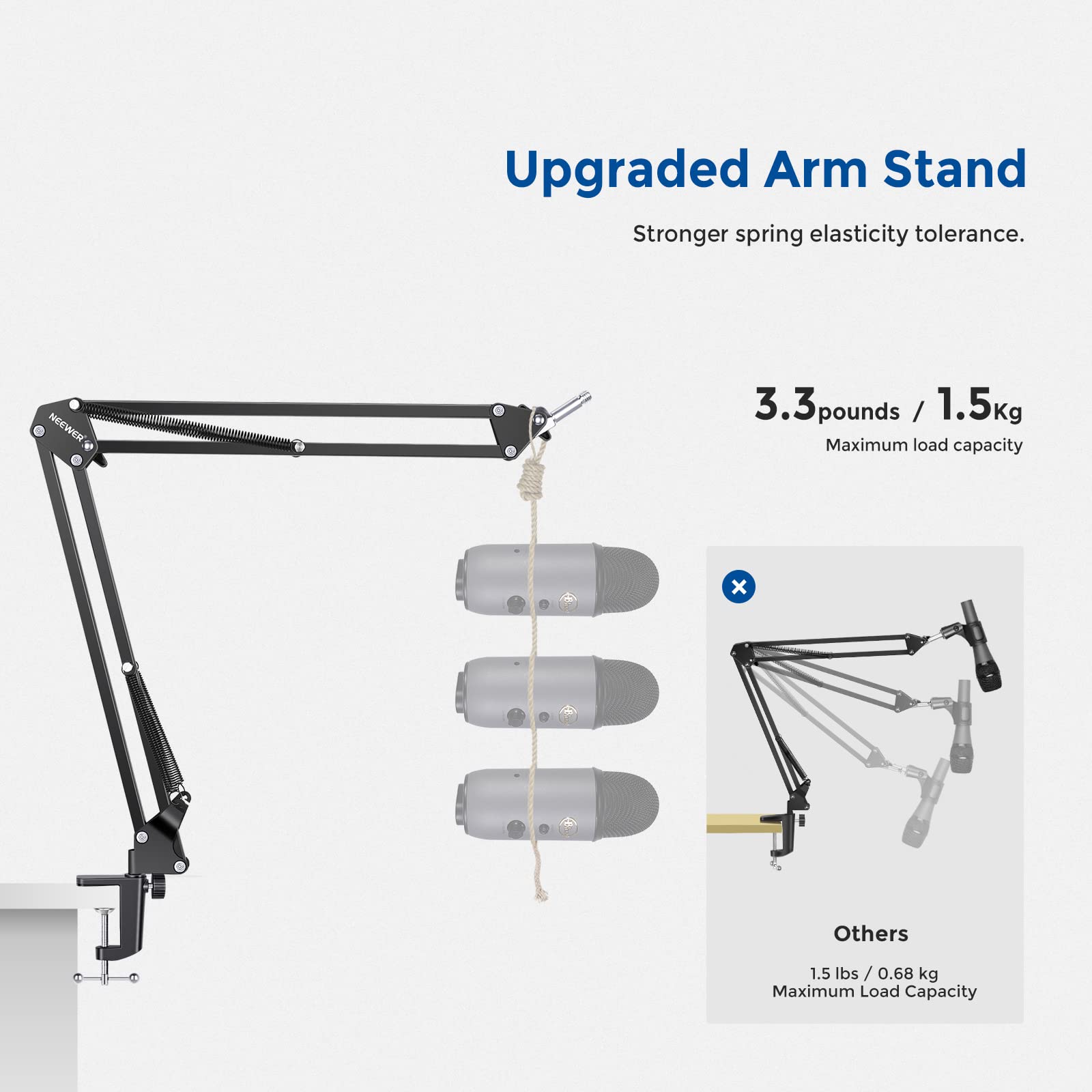 Neewer Microphone Arm Stand, Suspension Boom Scissor Mic Arm Stand with 3/8    to 5/8    Screw and Cable Ties Compatible with Bl