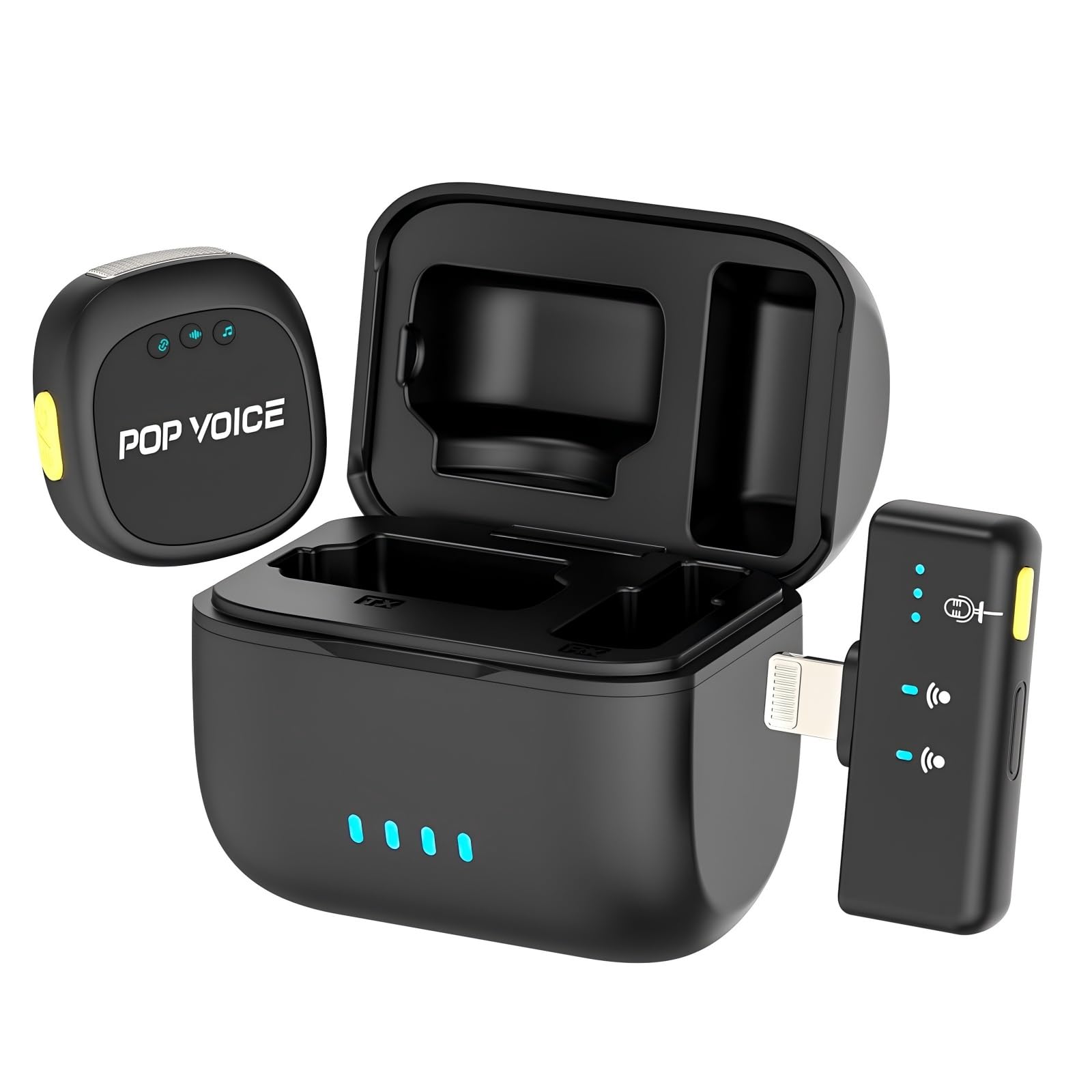 Mini Microphone for iPhone 14/13/12, Lightning Wireless Mic with Noise Cancellation, 48KHz 16-Bit, 20H Battery, 164ft Range, Mag