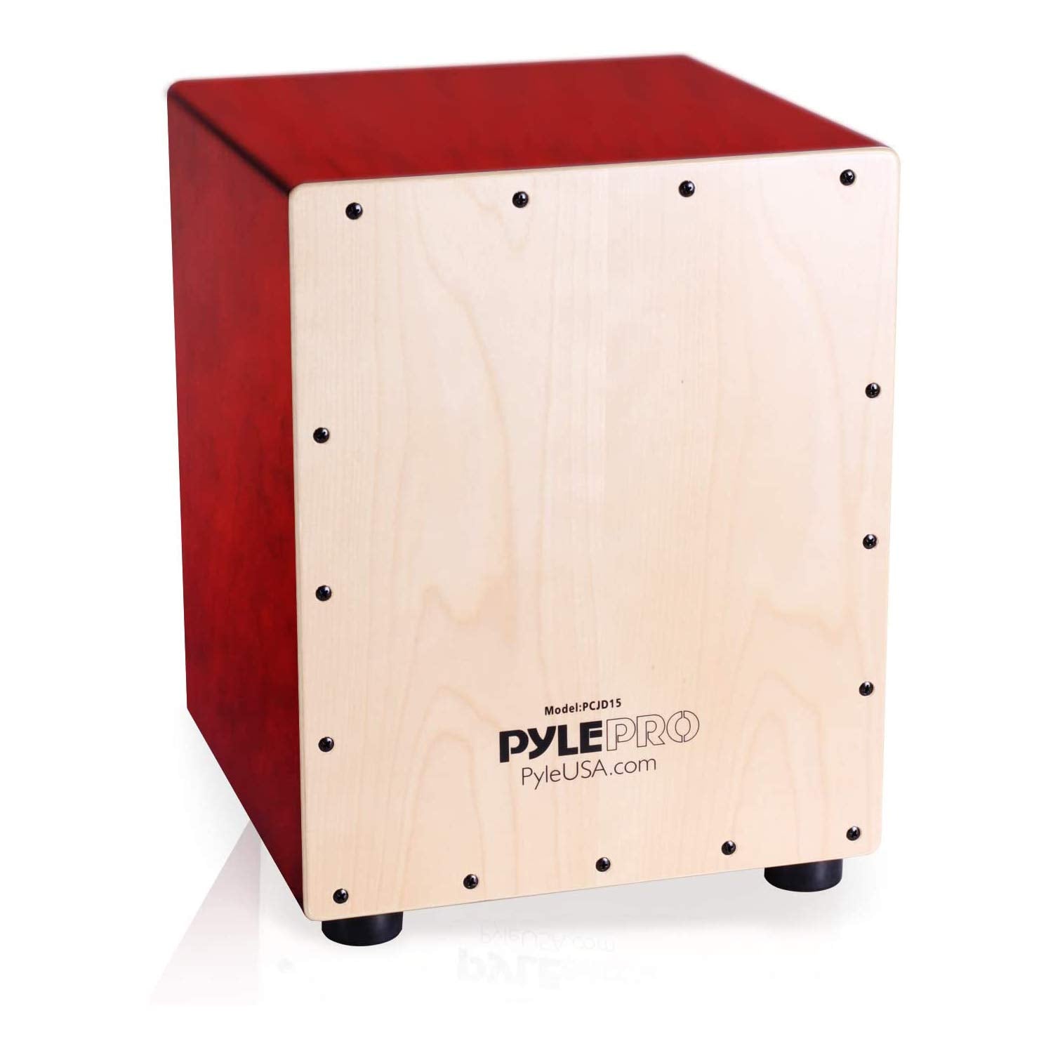 Pyle Stringed Jam Cajon, Handcrafted Birch Wood Percussion Box with Internal Guitar Strings, Compact & Lightweight Acoustic Drum