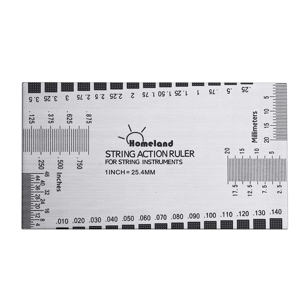 Alnicov Stainless Steel String Action Ruler Guitar Setup Gauge Luthier Measuring Tool With User Guide For Electric, Acoustic Bas