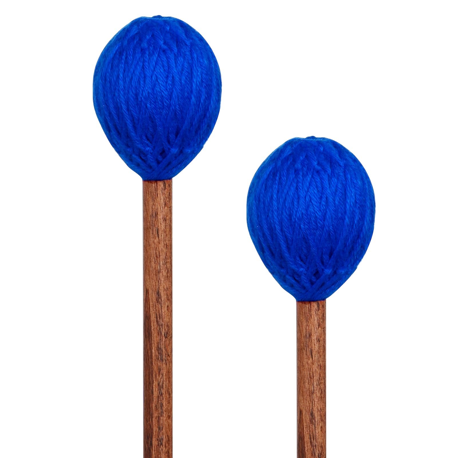 Yolyoo Medium Hard Yarn Head Keyboard Marimba Mallets with Maple Handles,Pack of 2 Blue (Blue+Brown)