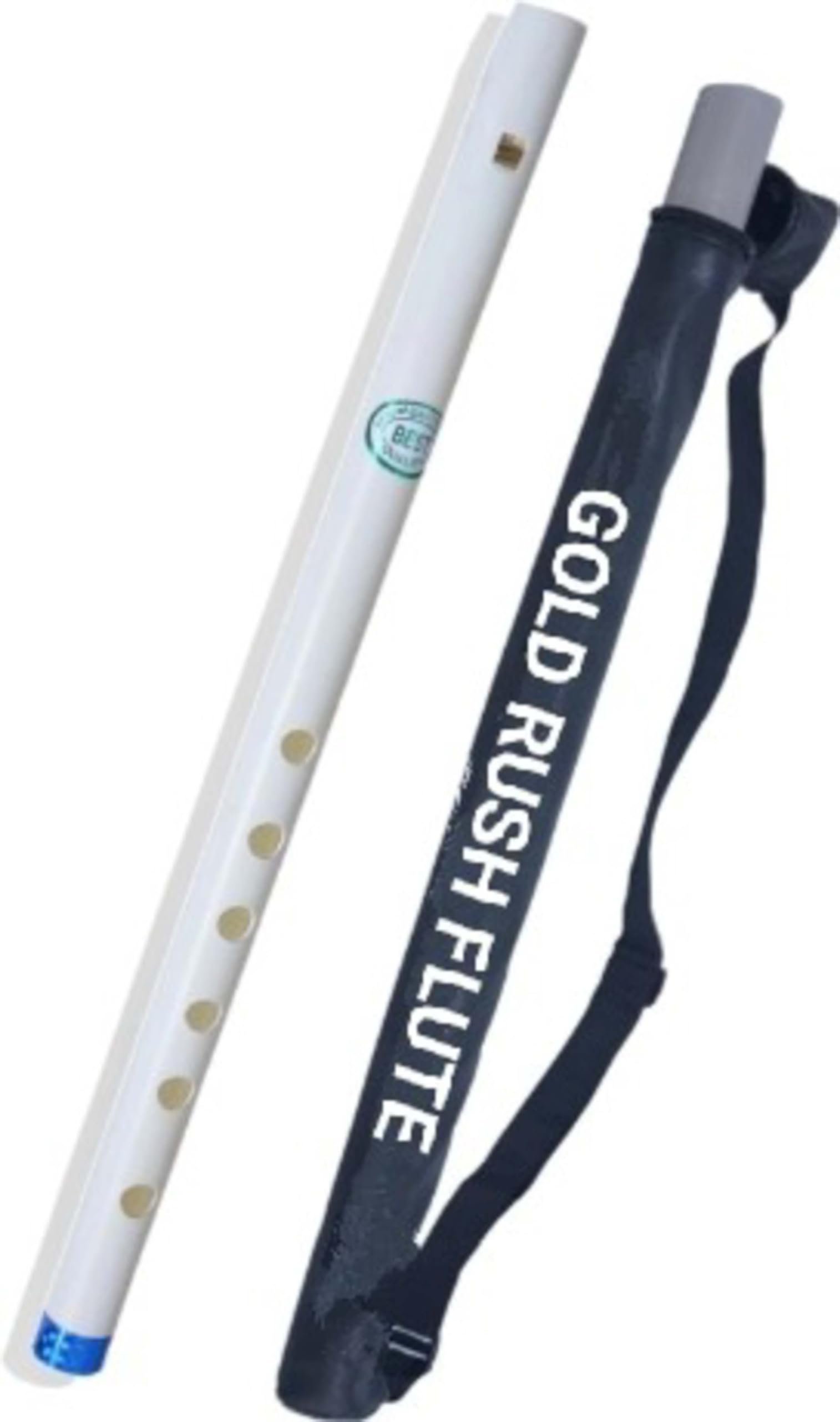 Gold Rush Flute B Scale Pvc White State Flute Size 14 Inch & 37 Cm Length 6 Holes Bansuri The Gold Rush Flute Is Winner Of Guine