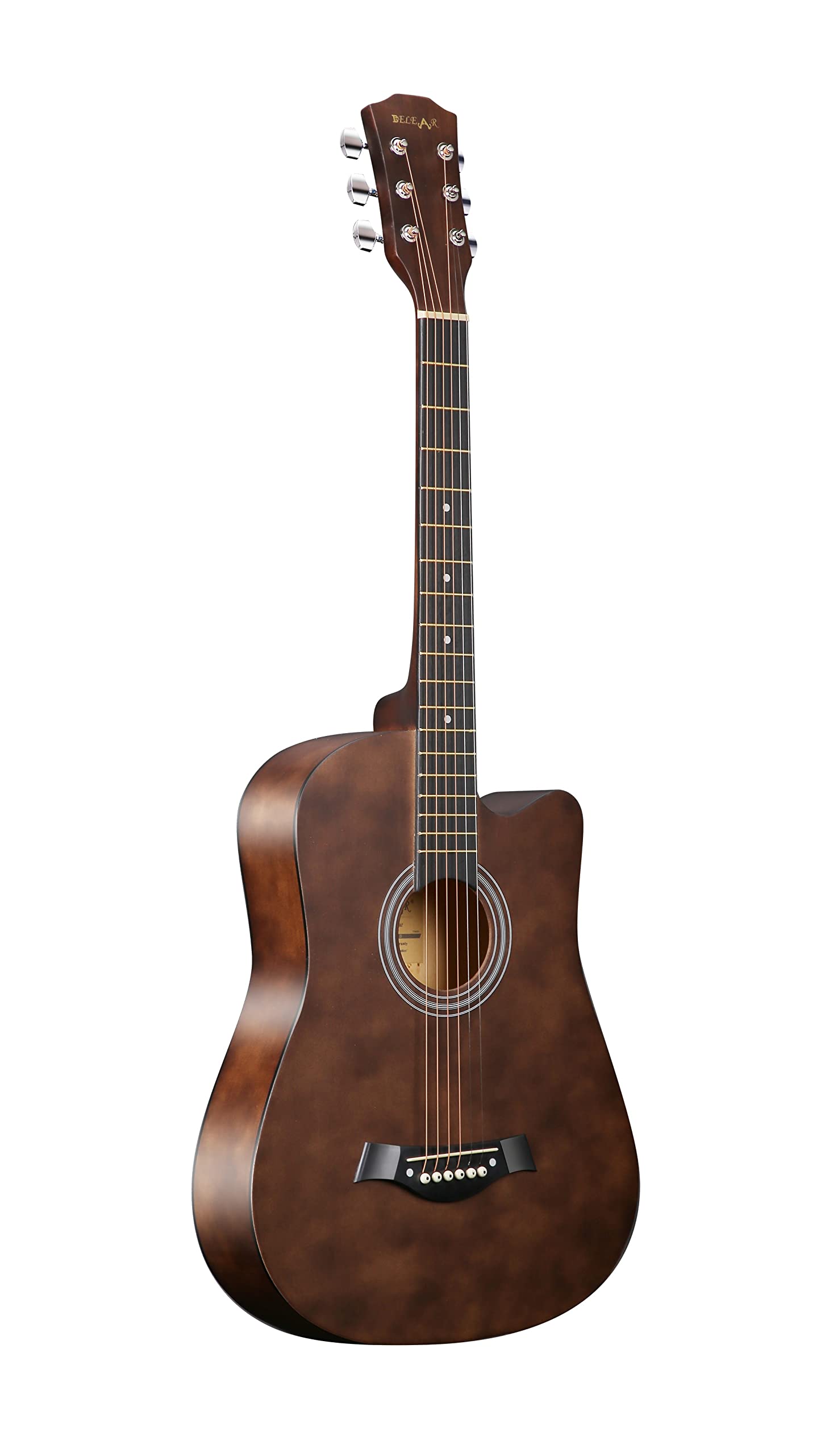 Belear I-280-Wbr 38 Inch Dual Action Truss Rod Brown Spruce Cutaway Acoustic Guitar