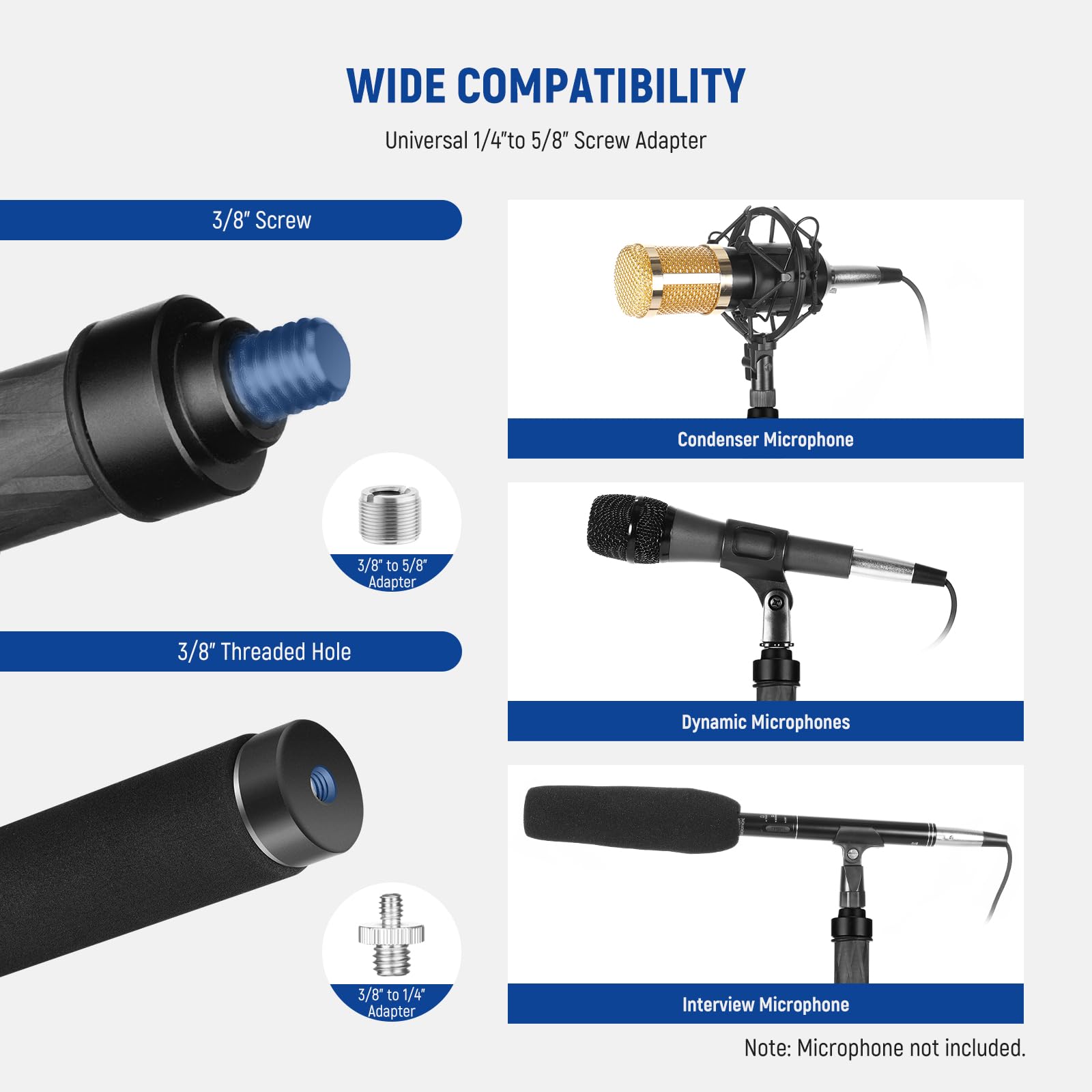 NEEWER Upgraded Microphone Boom Pole, 9.8ft/300cm Telescopic Carbon Fiber Mic Boom Arm with 5 Sections, 1/4'' 3/8'' 5/8'' Screw
