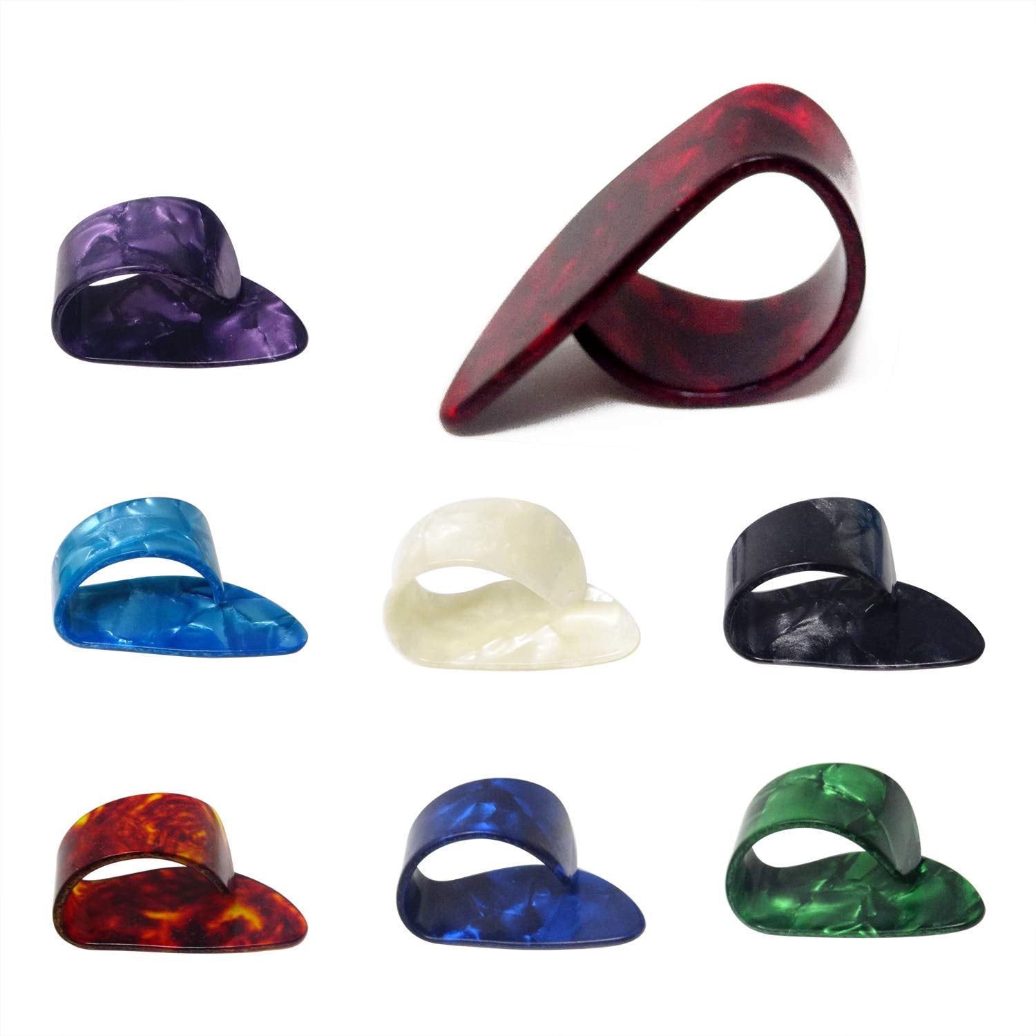 Honbay 8Pcs Celluloid Guitar Thumb Finger Picks Flat Thumbpicks Guitar Thumb Picks In A Metal Box For Fingerstyle Acoustic Guita