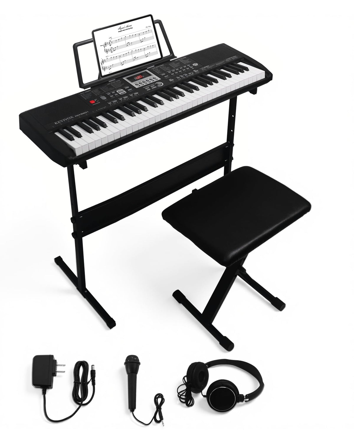 KEYIVOX 61 Key Electronic Keyboard Piano for Beginners, 200 Tones & Rh ...