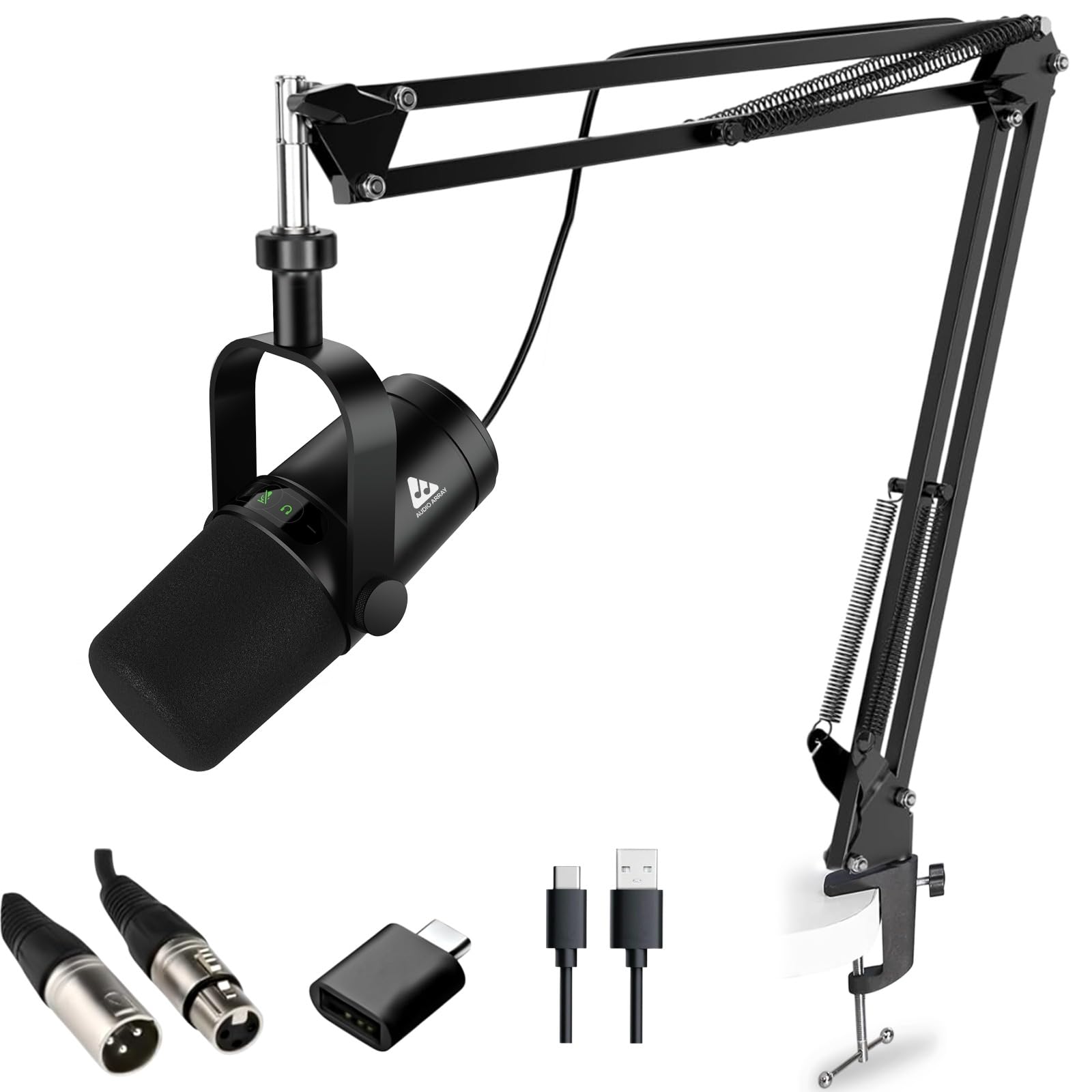 Audio Array Am-C44 Pro Xlr/Usb Professional Dynamic Microphone Kit | Built-In Monitoring | One Touch Mute & Volume Control | 192