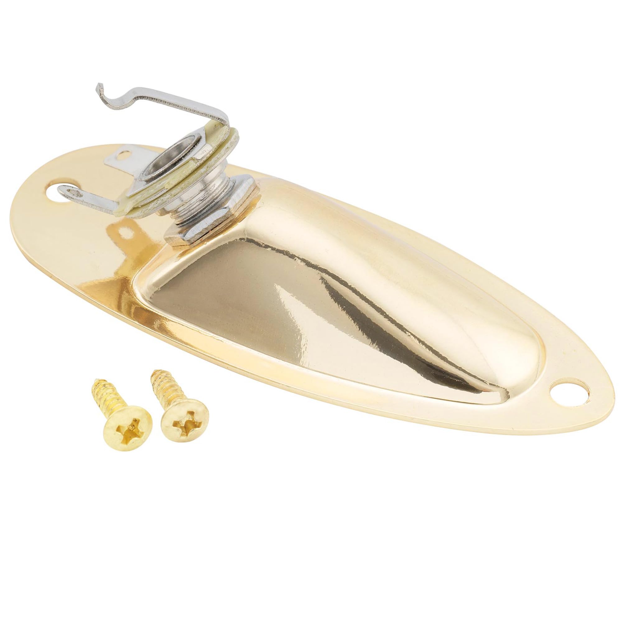 Musiclily 1/4 Inch Boat Style Loaded Guitar Input Jack Socket Plate Output Jack for Fender Stratocaster Strat Electric Guitar, G