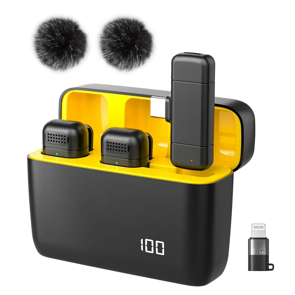 UTECTION by VOOK Wireless Mic with Noise Cancellation - Clip-On Collar Mic for iPhone & Android | 48H Battery, 20m Range, Type-C