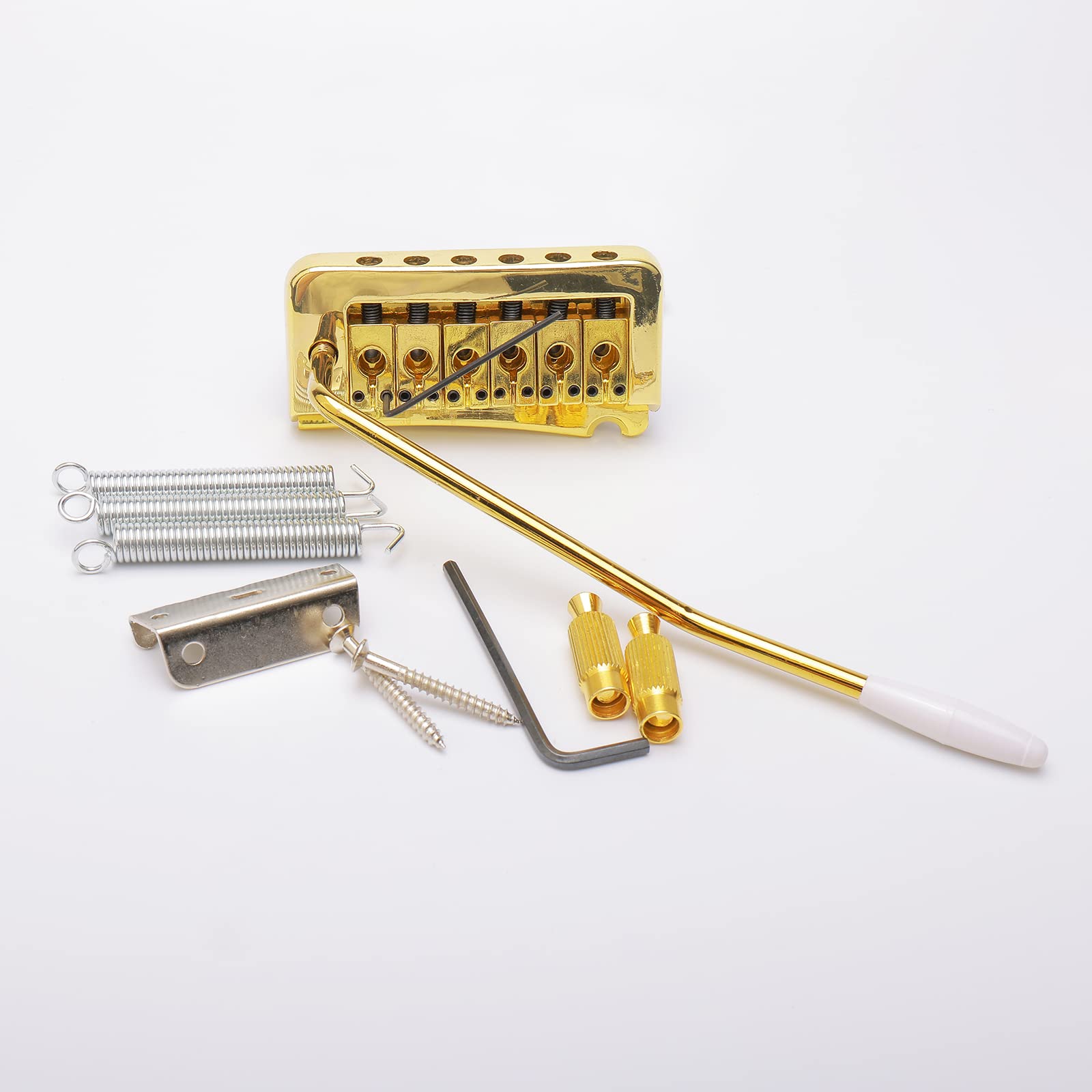 Unxuey 52mm Guitar Stratocaster Tremolo Bridge 6 String Individual Saddle for SQ Fender Strat Style Electric Guitar(Gold)