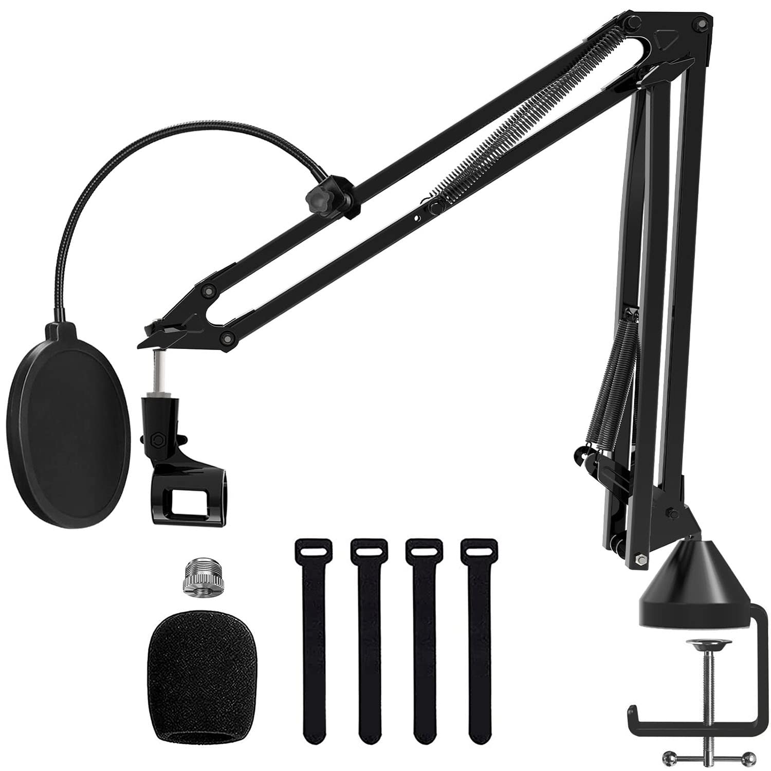 Audio Array Aa-01 Suspension Boom Scissor Microphone Stand | Double Layer Mesh Pop Filter | 70Cm Sturdy Boom Arm With 1.8Kg Capa