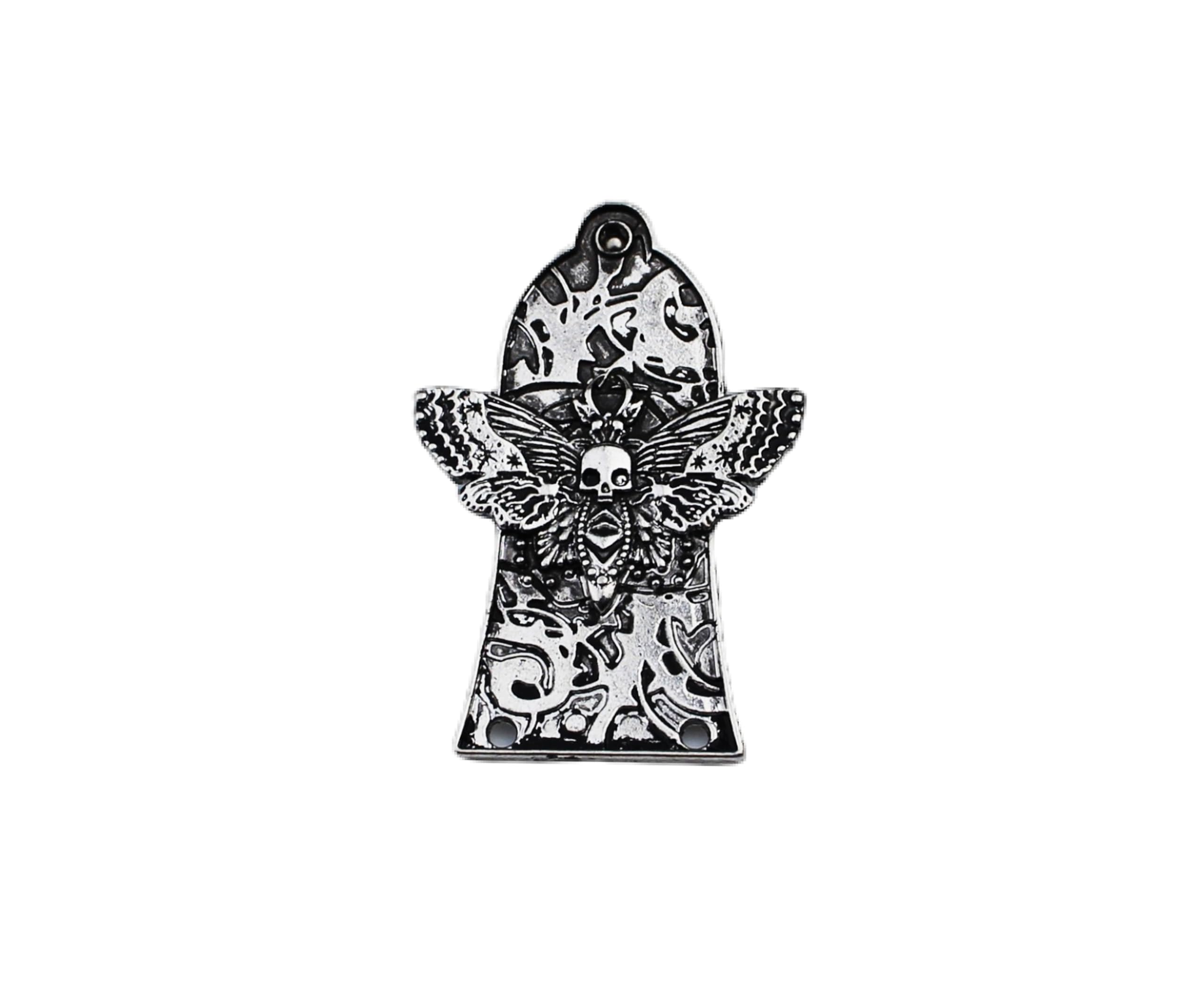 Guyker 1 Pcs Guitar Head Cover 3 Holes, Zinc alloy Guitar Truss Rod Cover for GIB LP Style Guitar Accessories Parts, Butterfly S
