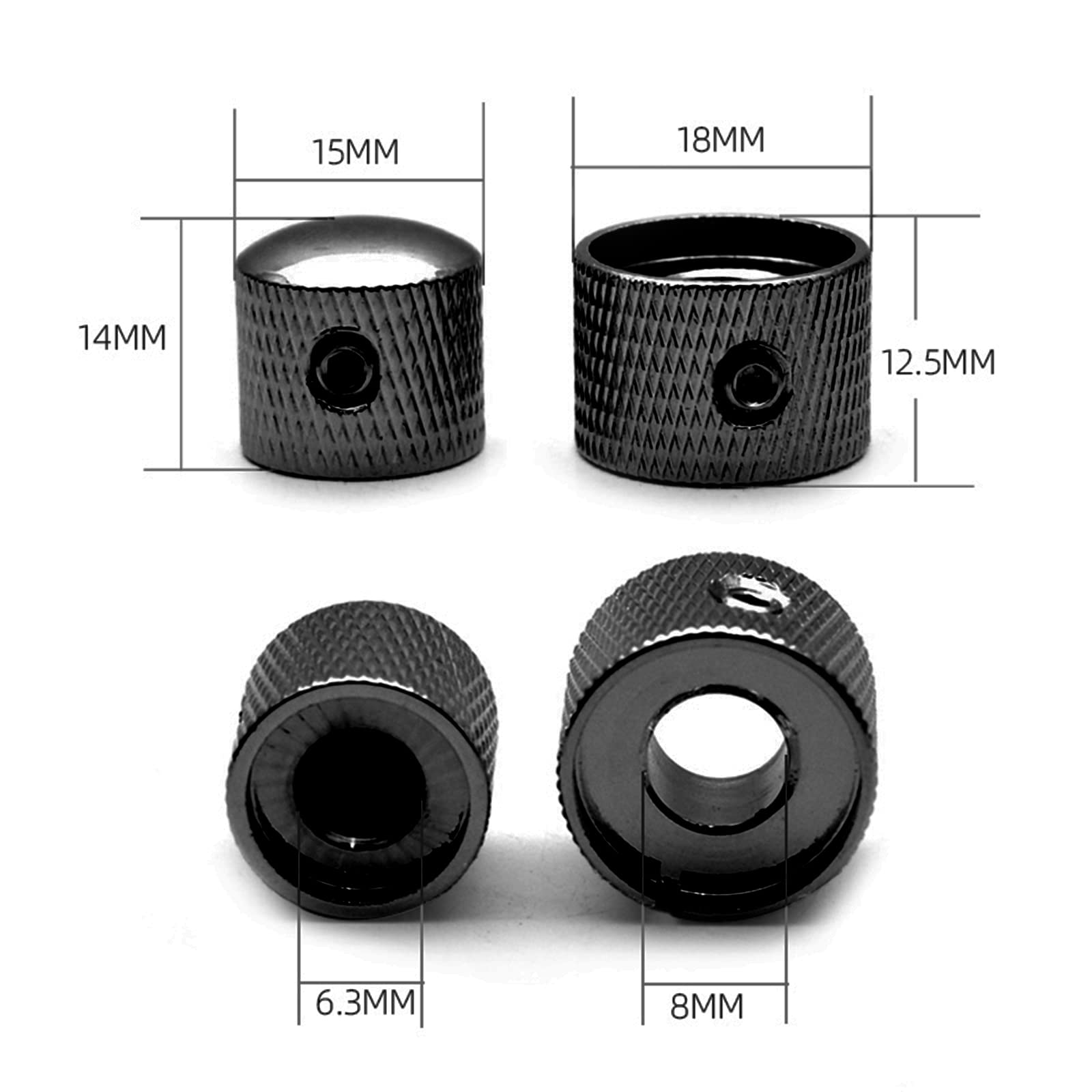 SAPHUE Guitar Dual Concentric Stacked Control Knobs Sets Metal with Wrench Replacement for Electric Guitar Bass 2 Sets