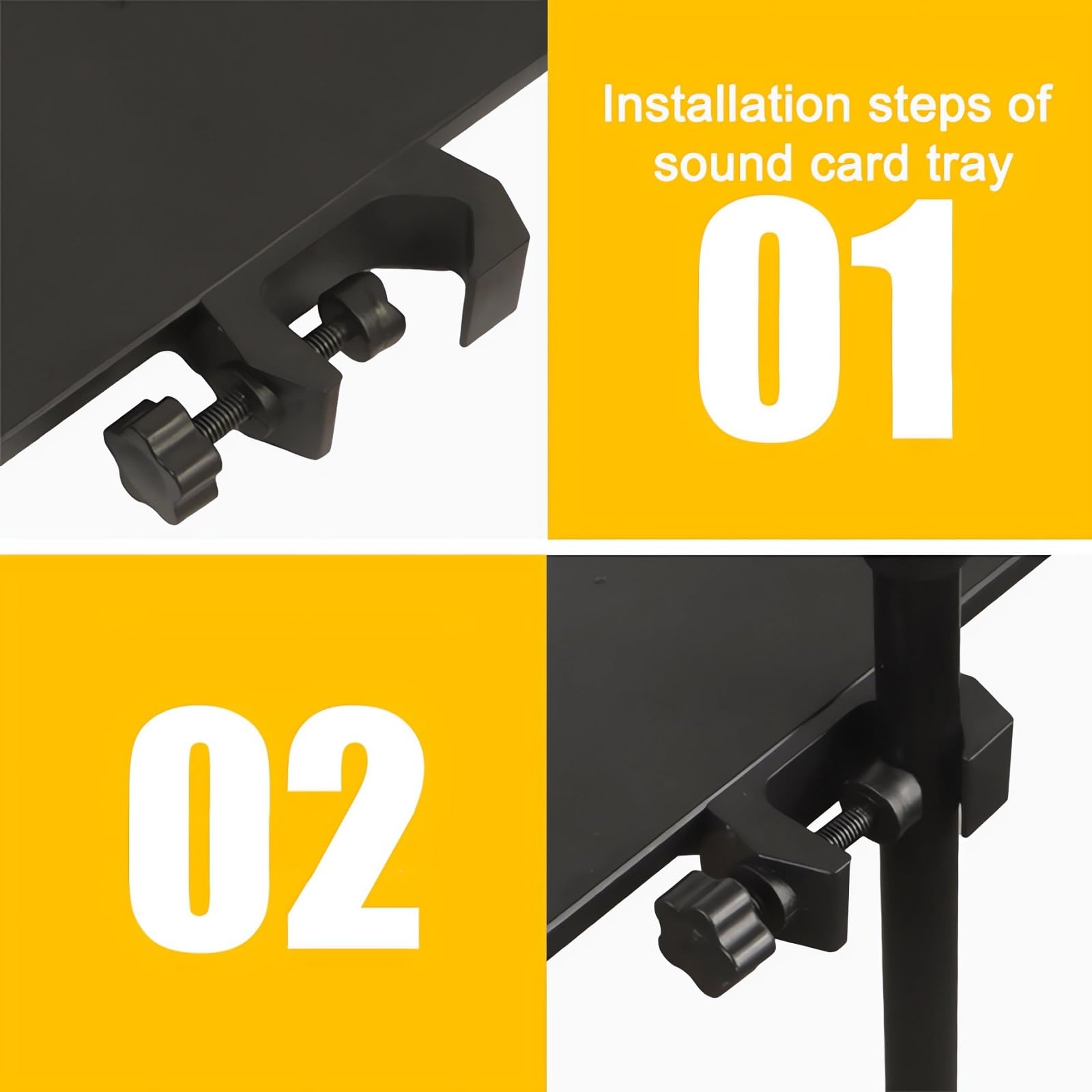 RTNLIT Microphone Stand Tray, Clamp On Firm Rack Tray Holder with 4.5 Pound Weight Capacity Adjustable Mic Stand Shelf for Live