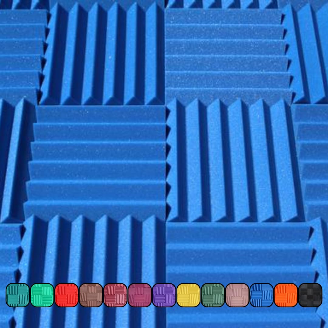 Soundproofing Acoustic Studio Foam - Blue Color - Wedge Style Panels 12   X12   X2    Tiles - 4 Pack