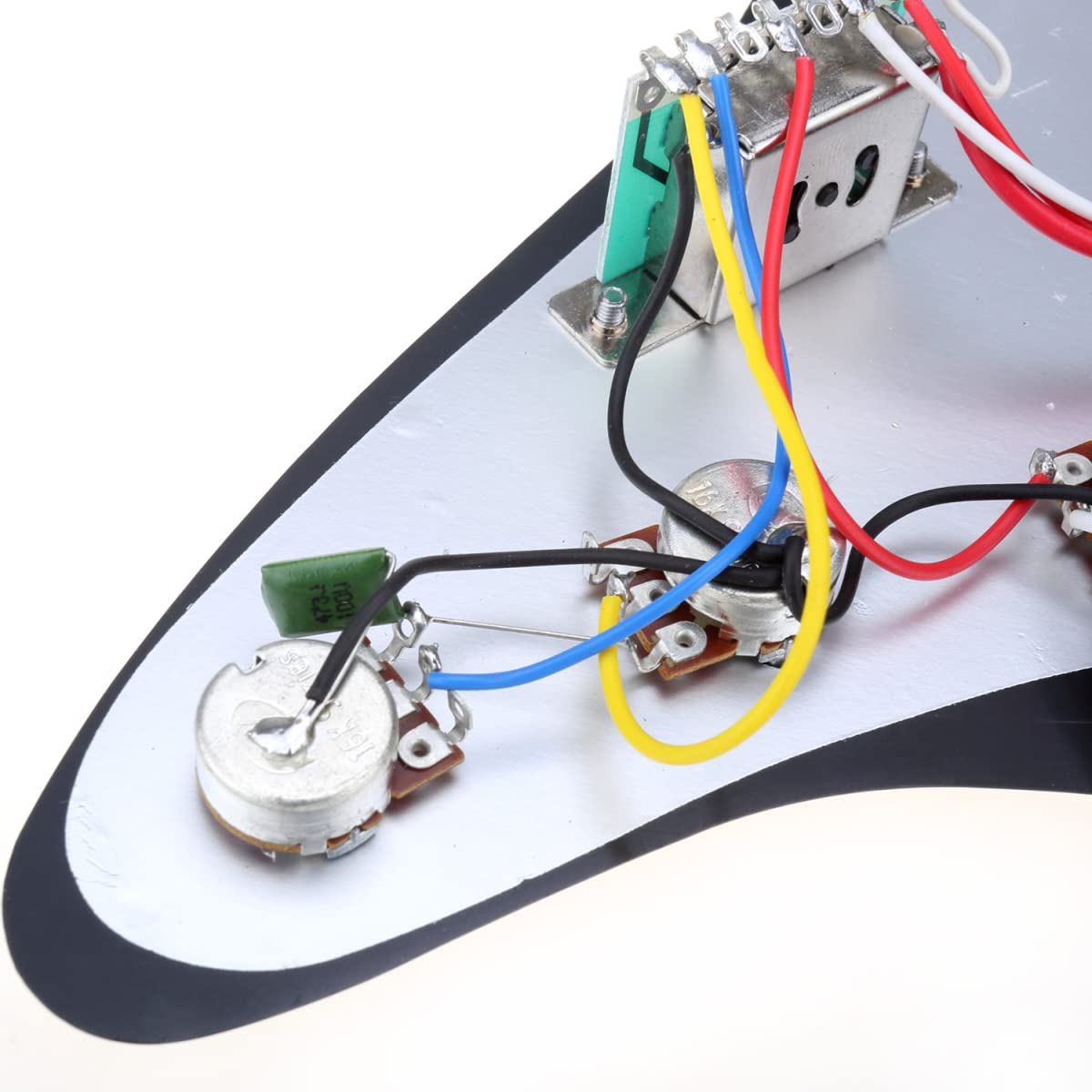 Musiclily SSH Prewired Strat Loaded Pickguard with Single Humbucker Pickups Set for Fender Stratocaster Electric Guitar,3Ply Bla