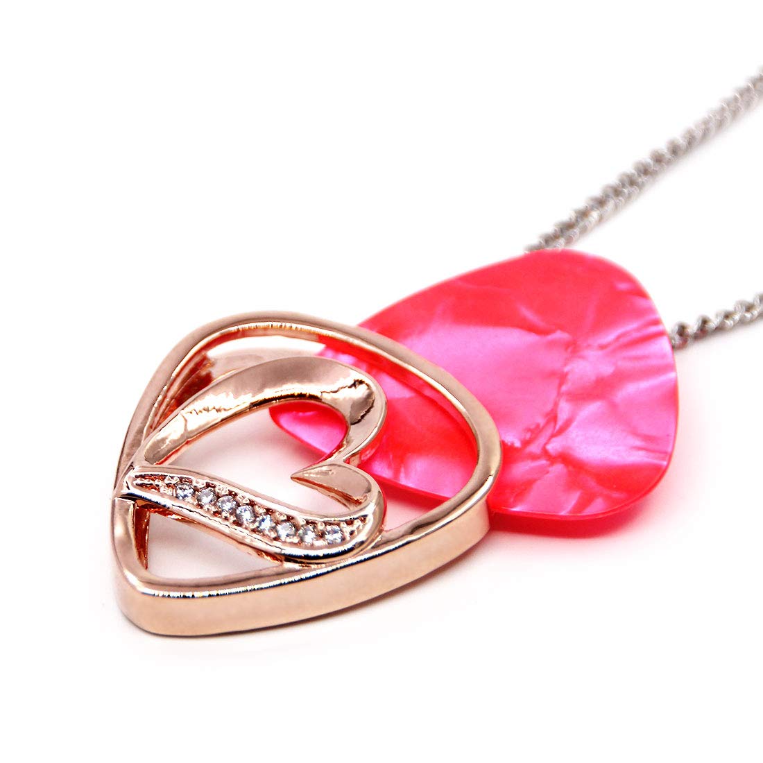 PICKRING Heart Shaped Guitar Pick Holder Necklace for Guitarists/guitar picks keeper storage pendant necklace stainless steel mu