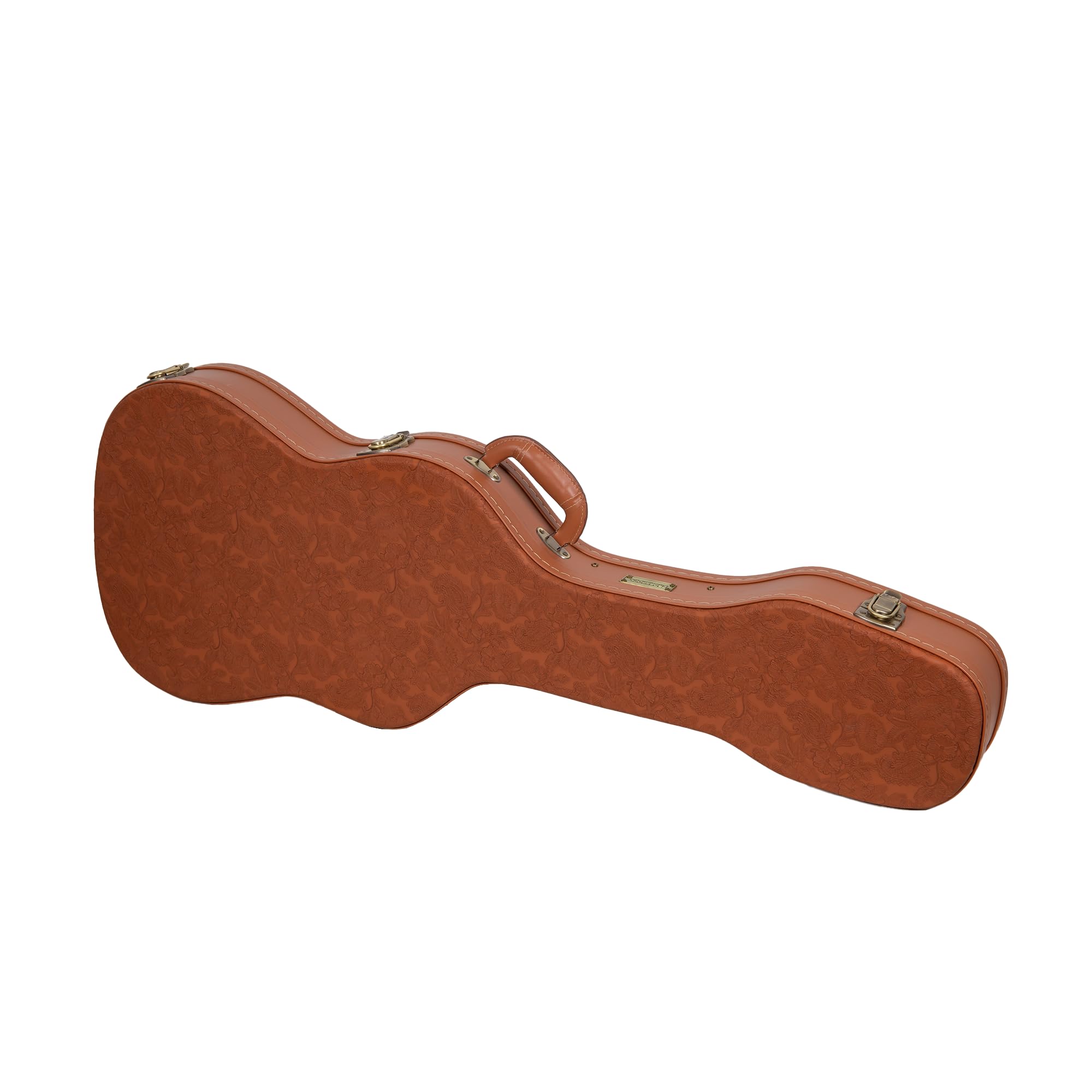 Crossrock Relief Series Electric Guitar Case for Telecaster & Stratocaster Style | Carved Red Wood Finish, Ivory Plush Interior,