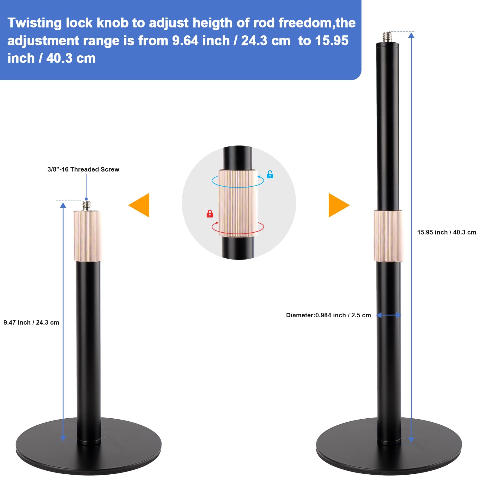 Mic Stand Desk,Desktop Microphone Stand Adjustable Table Mic Stand with Universal Microphone Clip and Shock Mount Mic Clip,One 3
