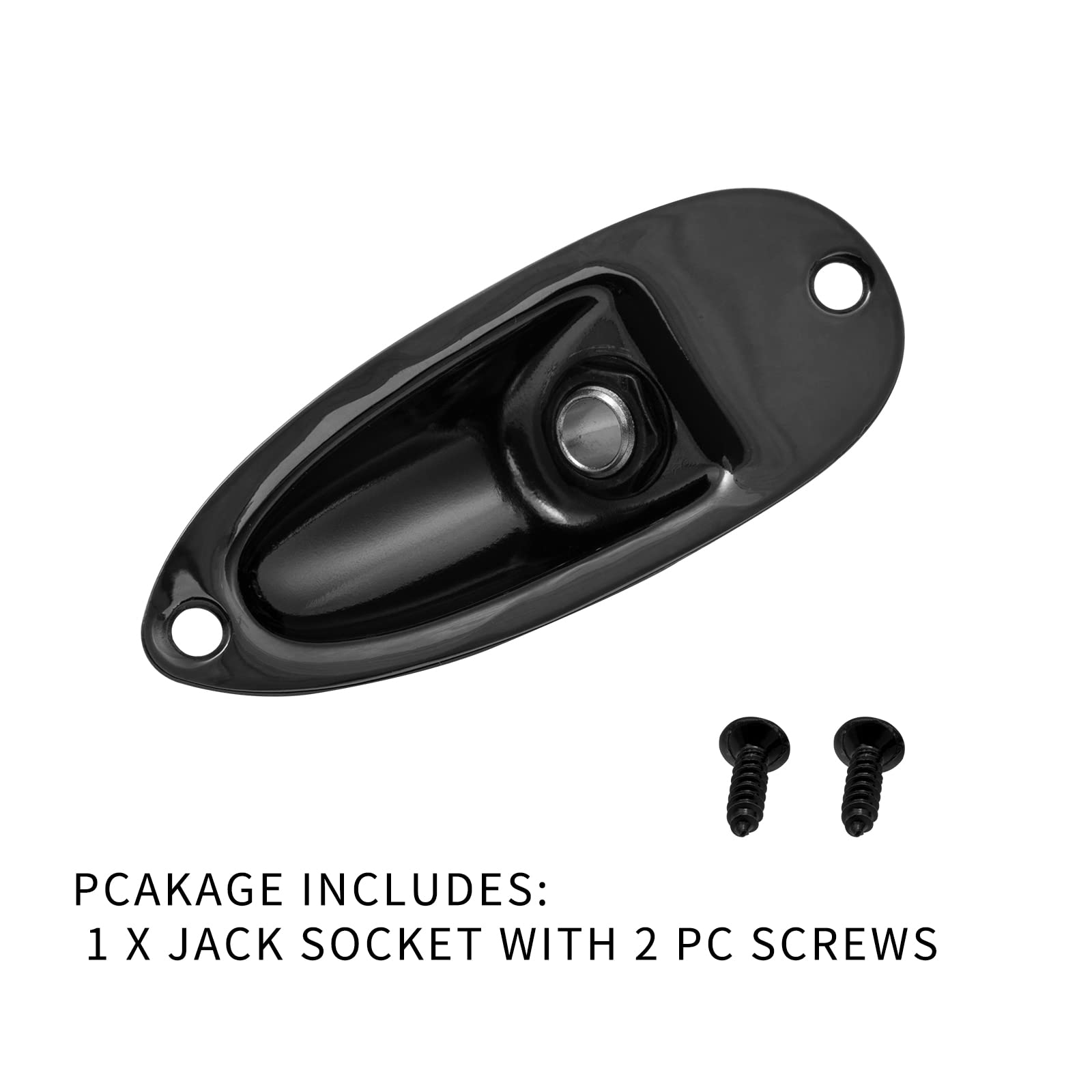 Cheerock Black Guitar Jack Plate, Guitar Input Output Jack Socket Plate, Guitar Boat Style Jack Plate, Guitar Jack Plate with Sc