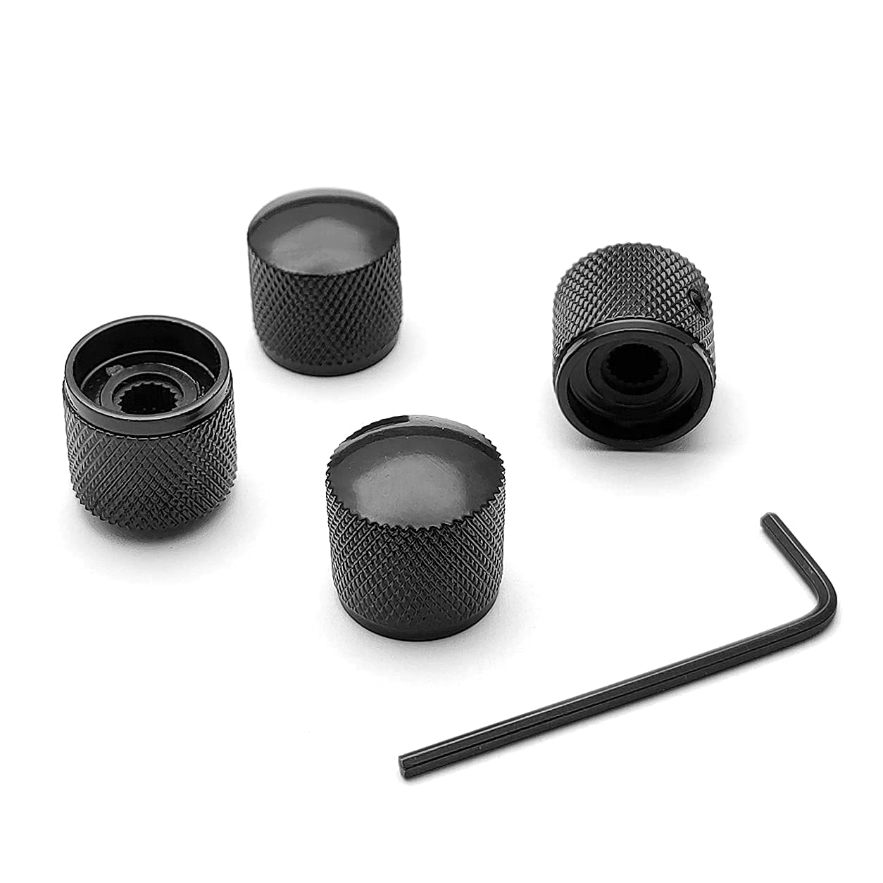 Saphue 4 Pcs Metal Volume Tone Dome Tone Guitar Speed Control Knobs With Allen Keys Screws Set For Fender Strat Telecaster Gibso