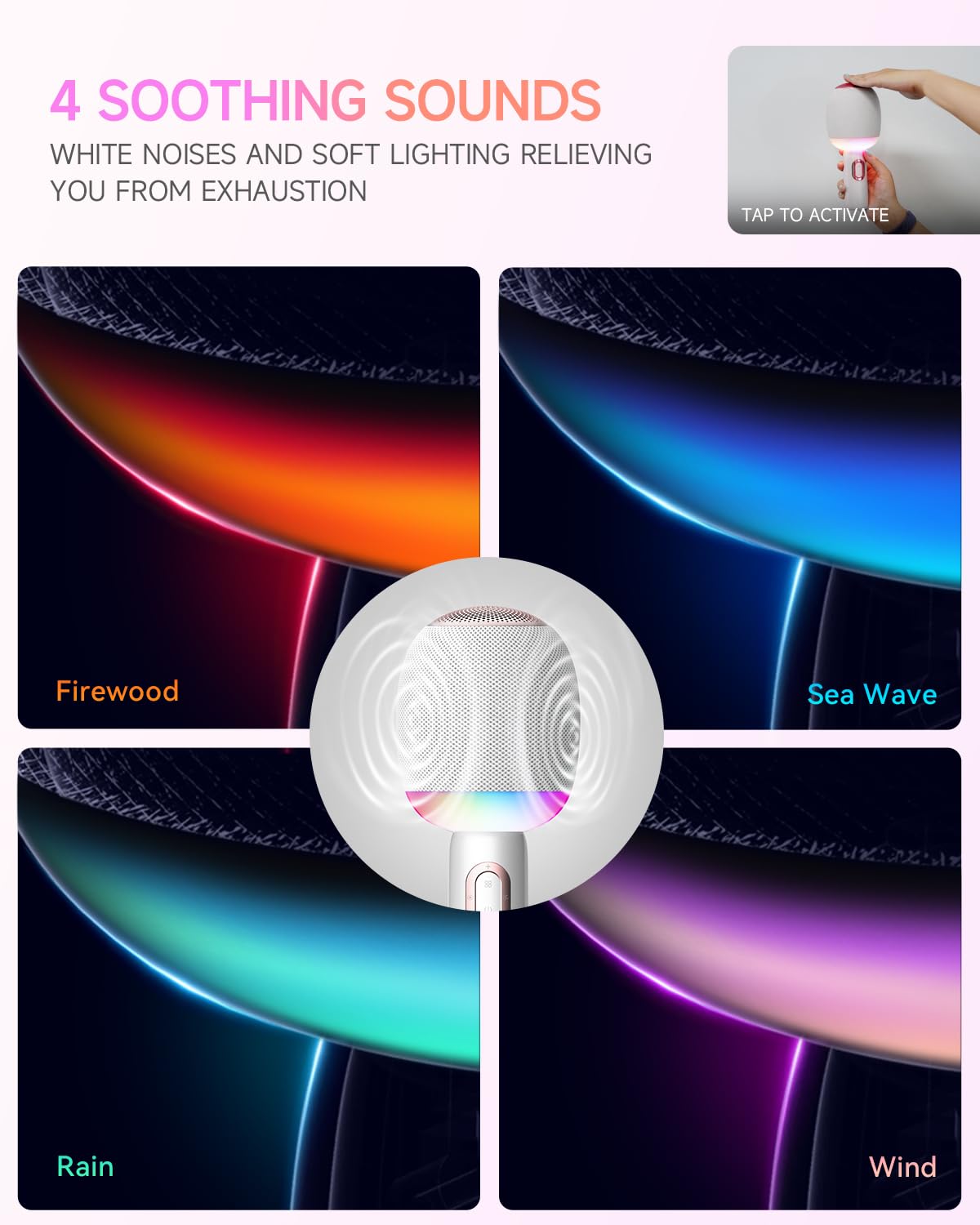 Wireless Bluetooth karaoke Microphone, 5-in-1 Portable Handheld Microphone for iPhone, Karaoke Microfono with Dynamic Lights for