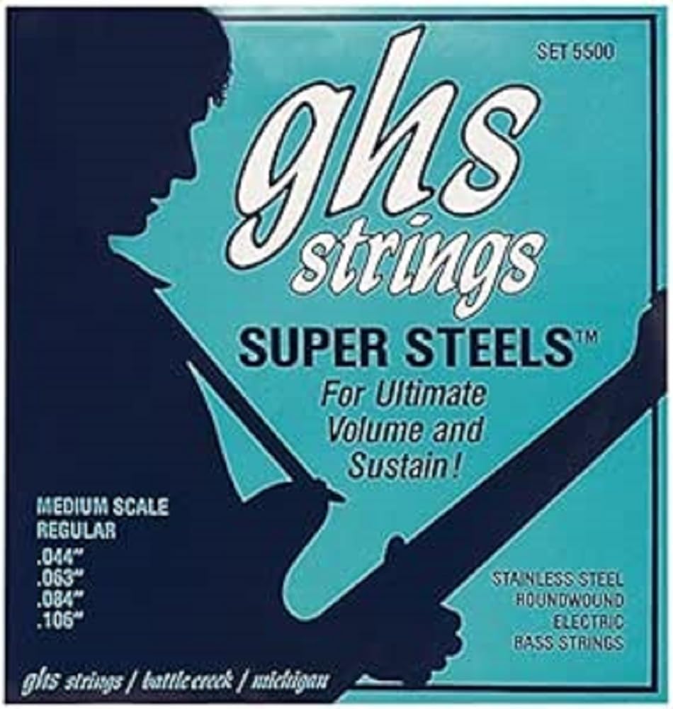 Ghs Strings 5500 Super Steels Stainless Steel Bass Guitar Strings, Medium