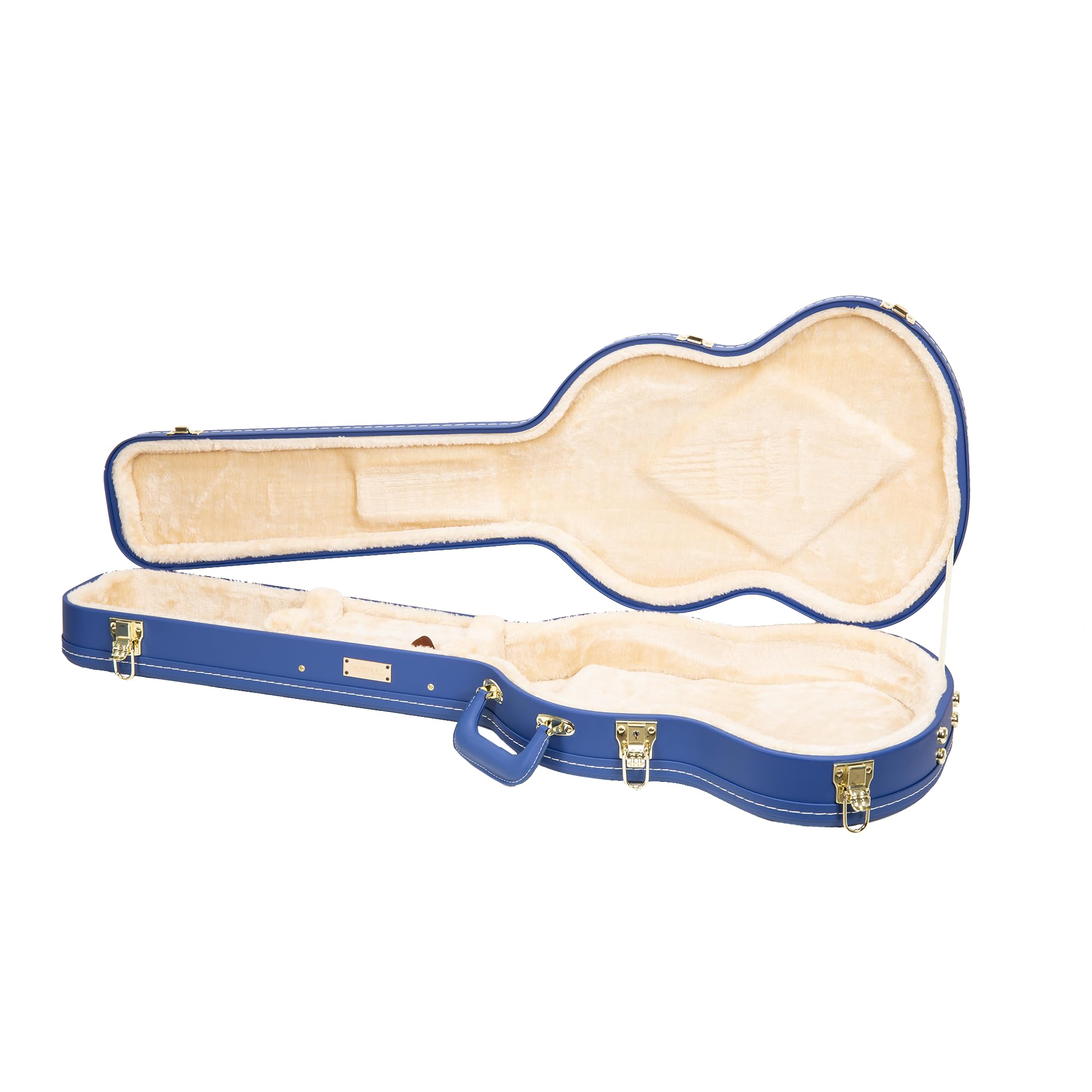 Crossrock Wooden Electric Guitar Case for Gibson SG | Vibrant Blue Faux Leather, Burgundy Velvet Interior, Lock - Designer Serie