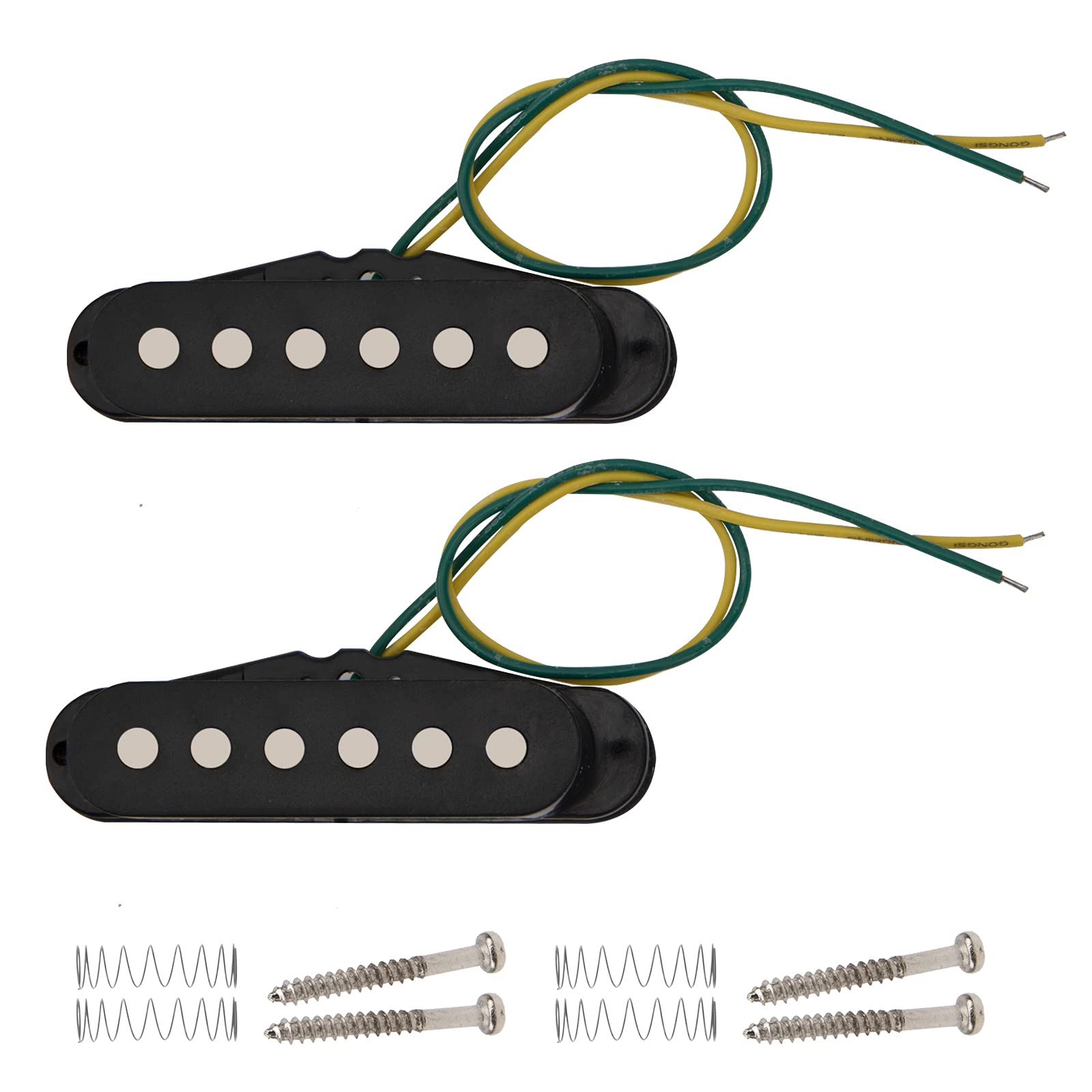 2Pcs Yootones Electric Guitar Single Coil Sound Pickup Audio Transducer Compatible With St Guitar Replacement Part (Black)