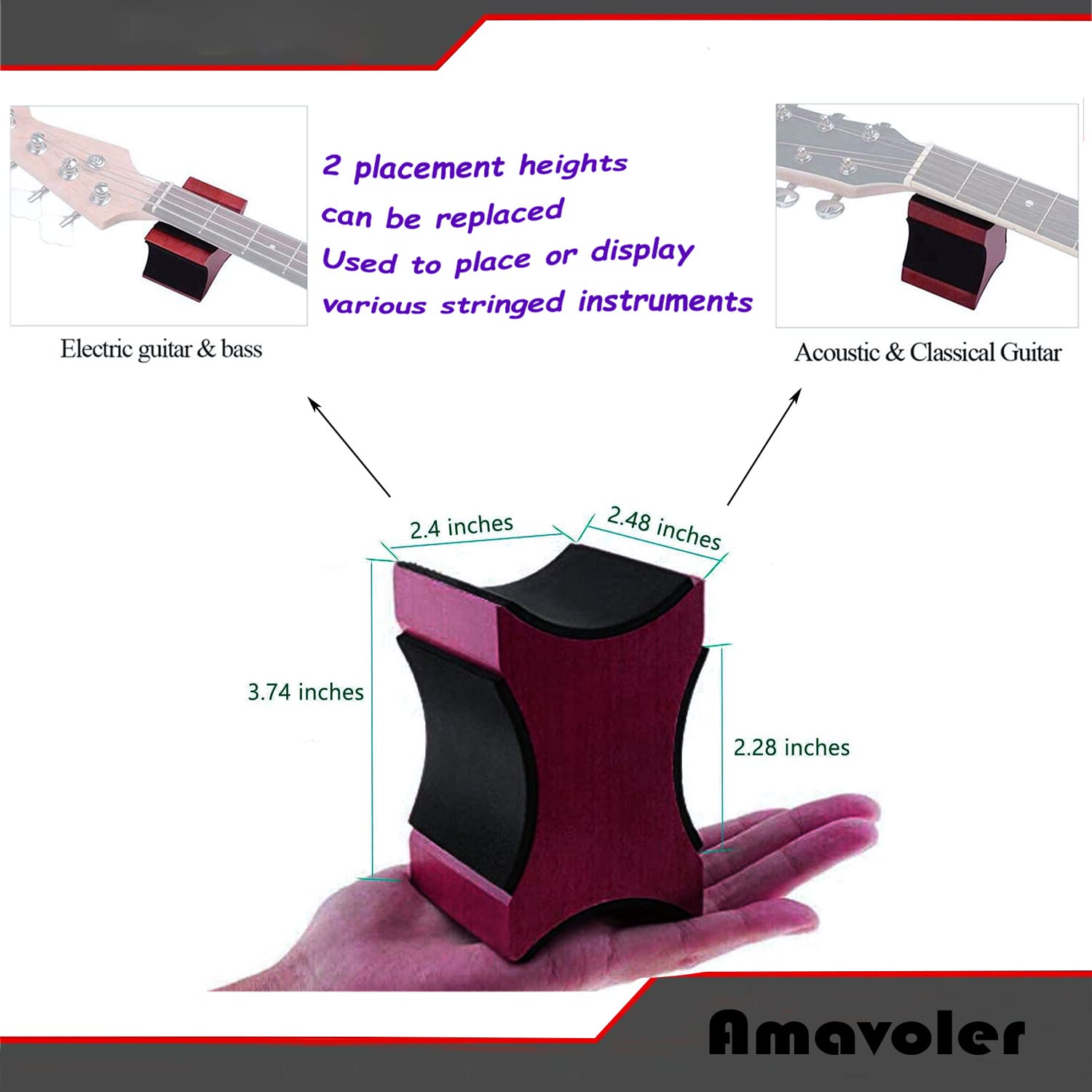 Amavoler Guitar Neck Rest Support Cradle + Guitar String Winder and Cutter Tool - Guitar Accessories Tool Kit for Repair, Mainte