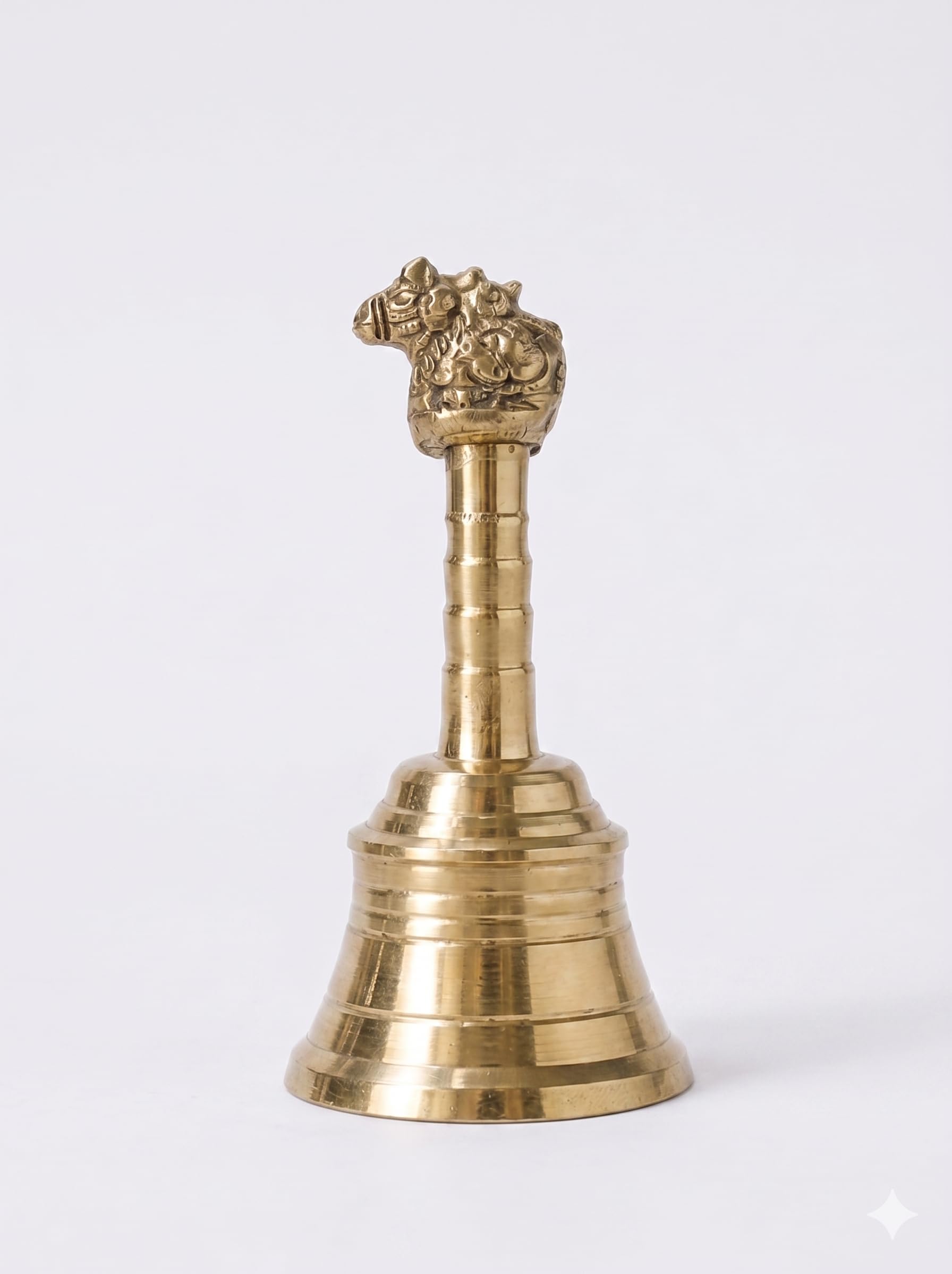 Brass Pooja Nandi Hand Bell 4 Inch, Traditional Hindu Prayer Ghanti For Temple Home Mandir Aarti Meditation Spiritual Rituals De