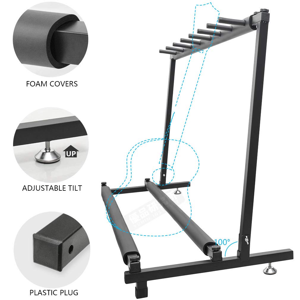 Morimoe Guitar Bass Stand for Multiple Guitars Display Foldable Rack (7-Space)
