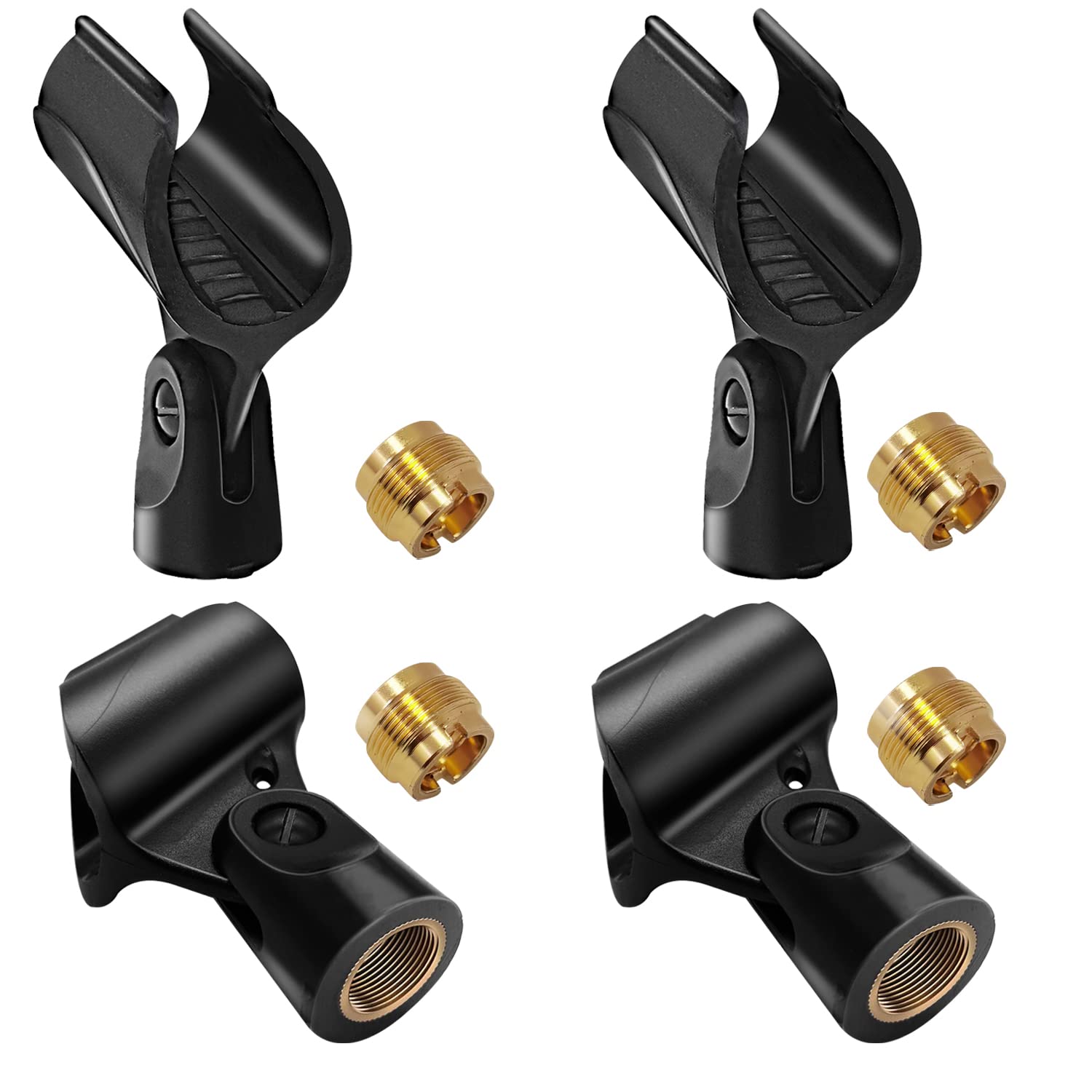 Mictop Universal Microphone Clip Holder with 5/8 Male to 3/8 Female Screw Adapter Suitable for Handheld Microphones, 4 Pack