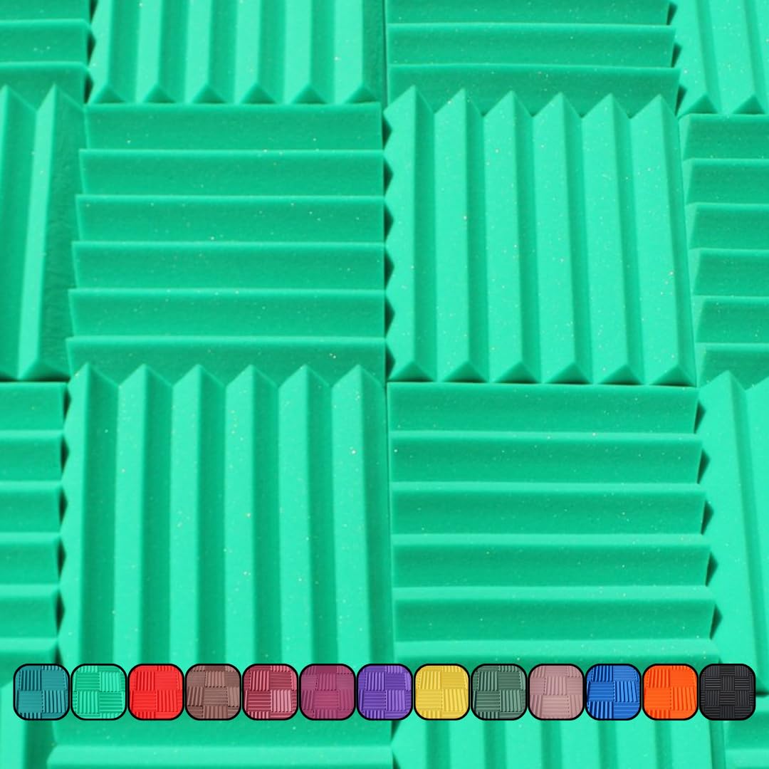 Soundproofing Acoustic Studio Foam - Kelly Green Color - Wedge Style Panels 12   X12   X2    Tiles - 4 Pack