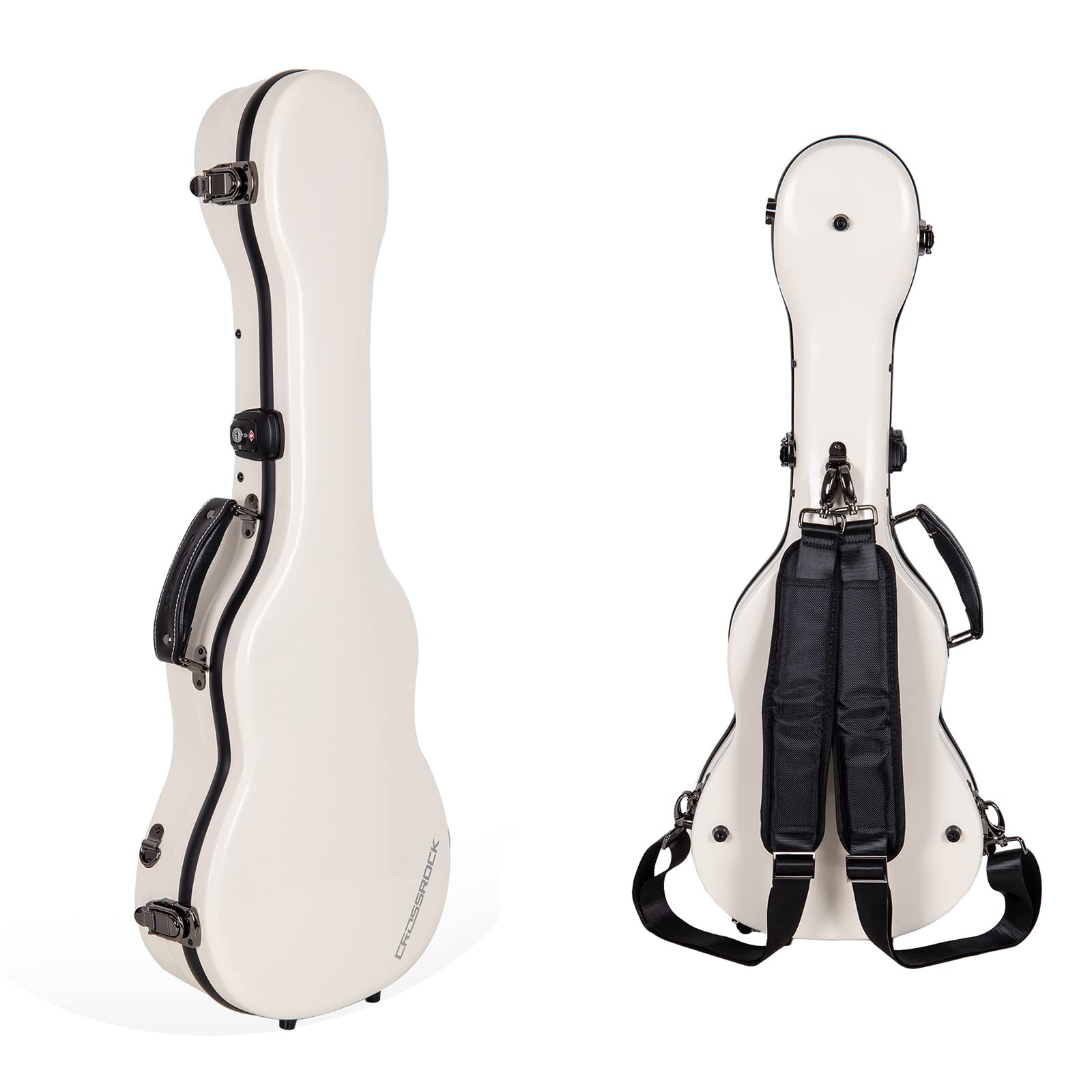 Crossrock Fiberglass Case with TSA Lock for 30 Baritone Ukulele-Milky White(CRF2020BUMW)